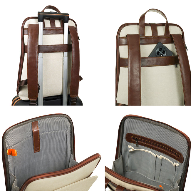 Beige Verona Leatherette  17L Laptop Backpack