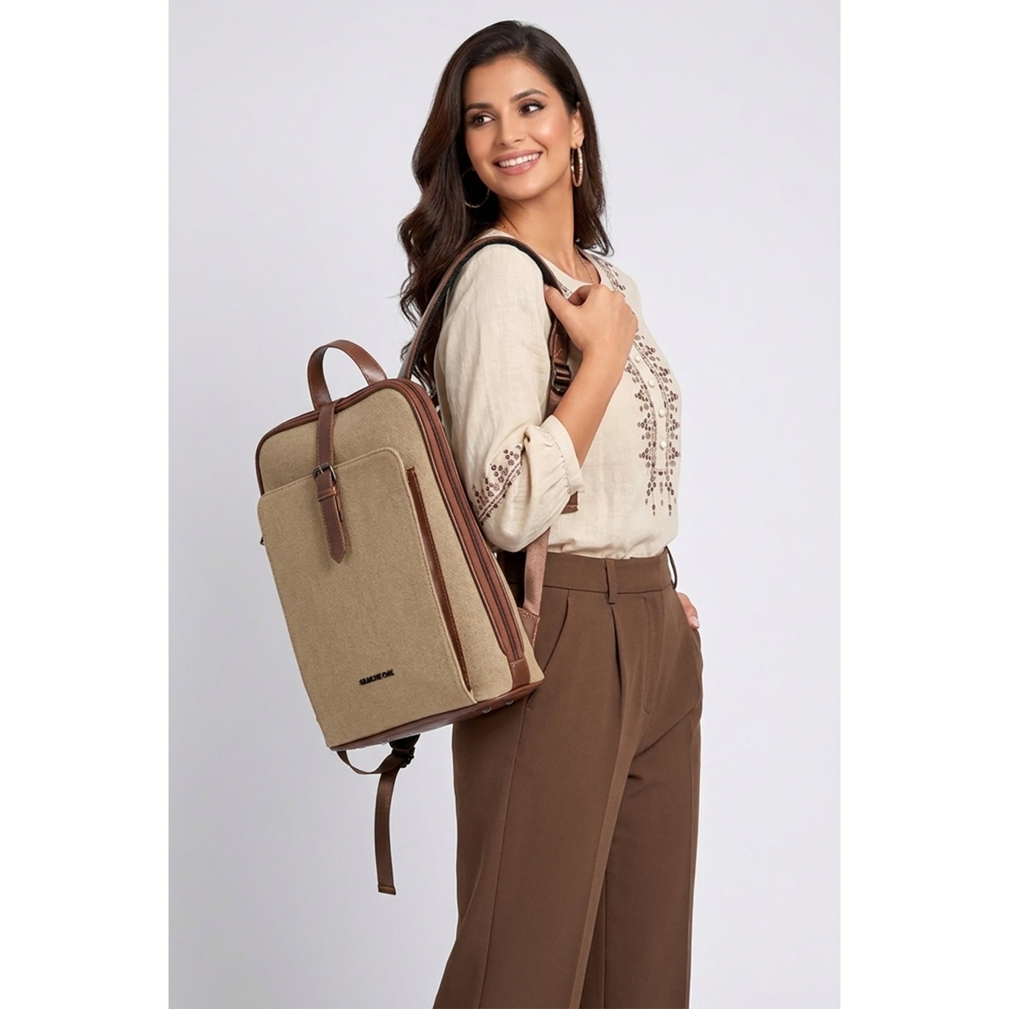 Brown Verona Leatherette  17L Laptop Backpack