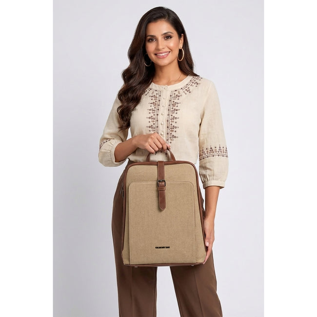 Brown Verona Leatherette  17L Laptop Backpack