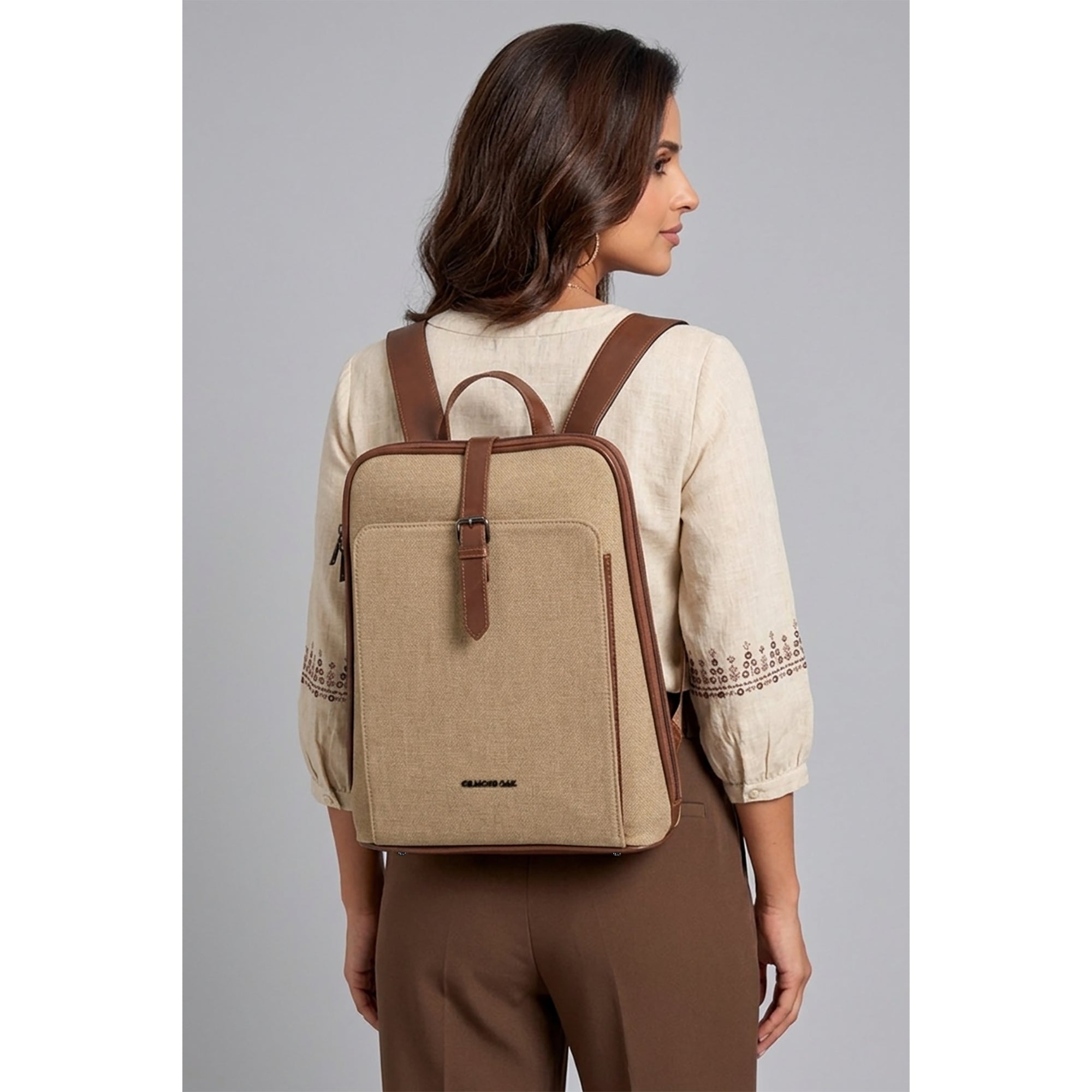 Brown Verona Leatherette  17L Laptop Backpack