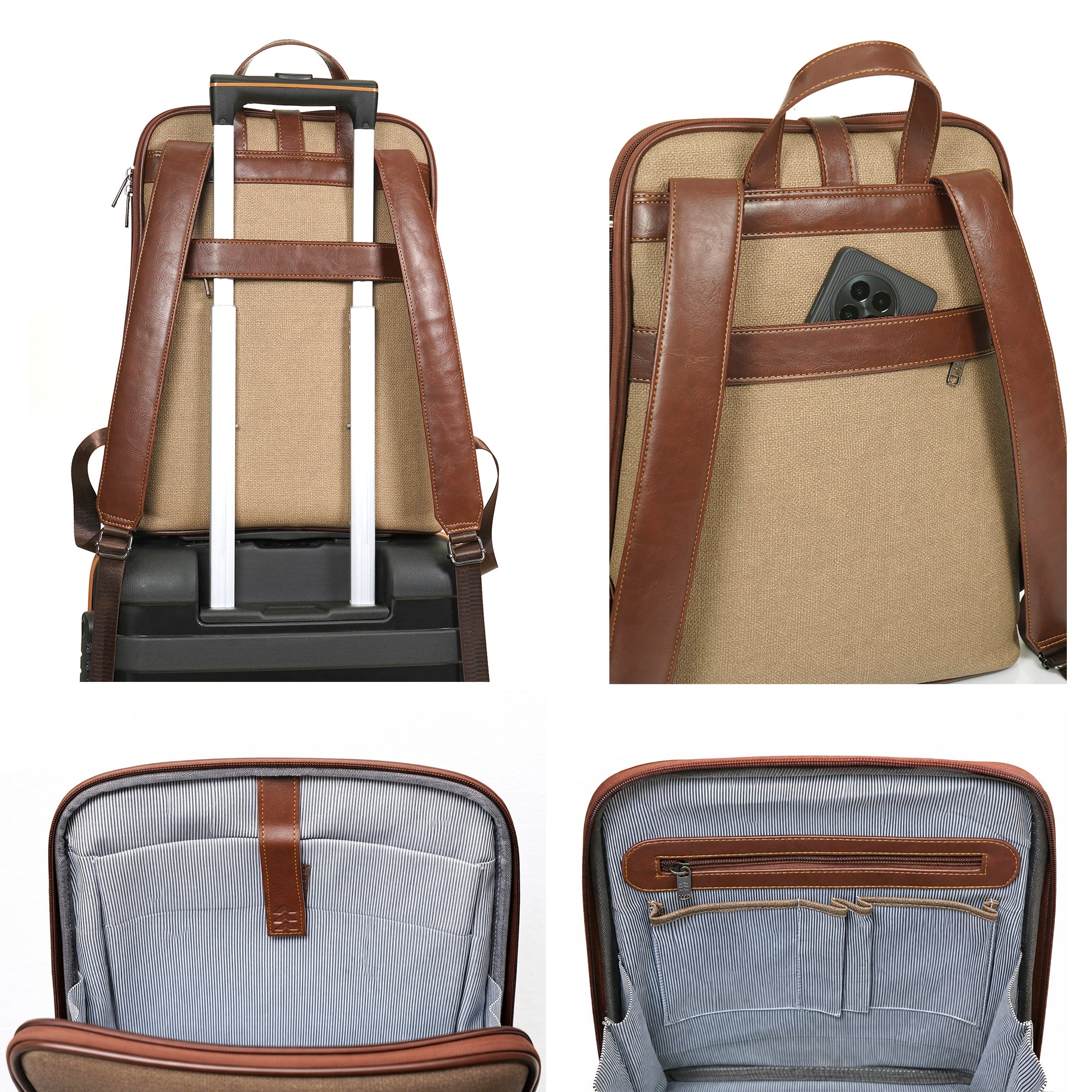 Brown Verona Leatherette  17L Laptop Backpack