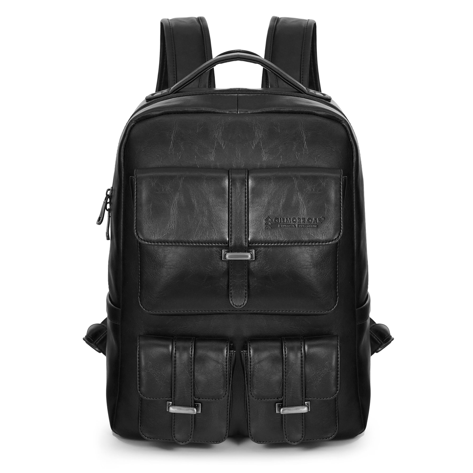 Black Carroway Leatherette Laptop Unisex Backpack