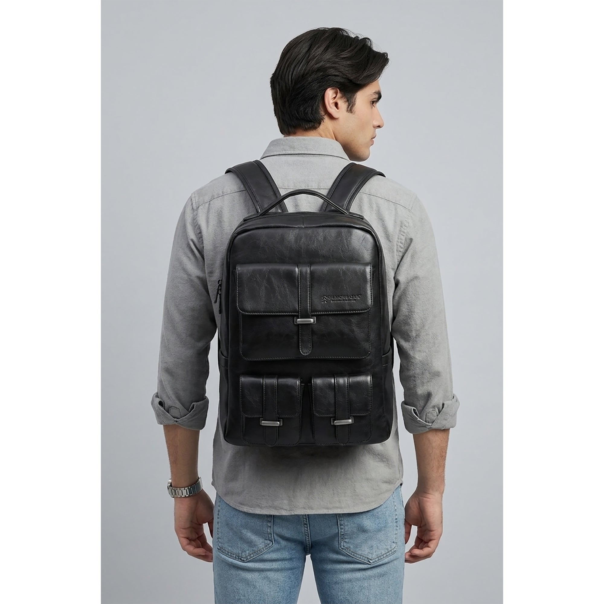 Black Carroway Leatherette Laptop Unisex Backpack