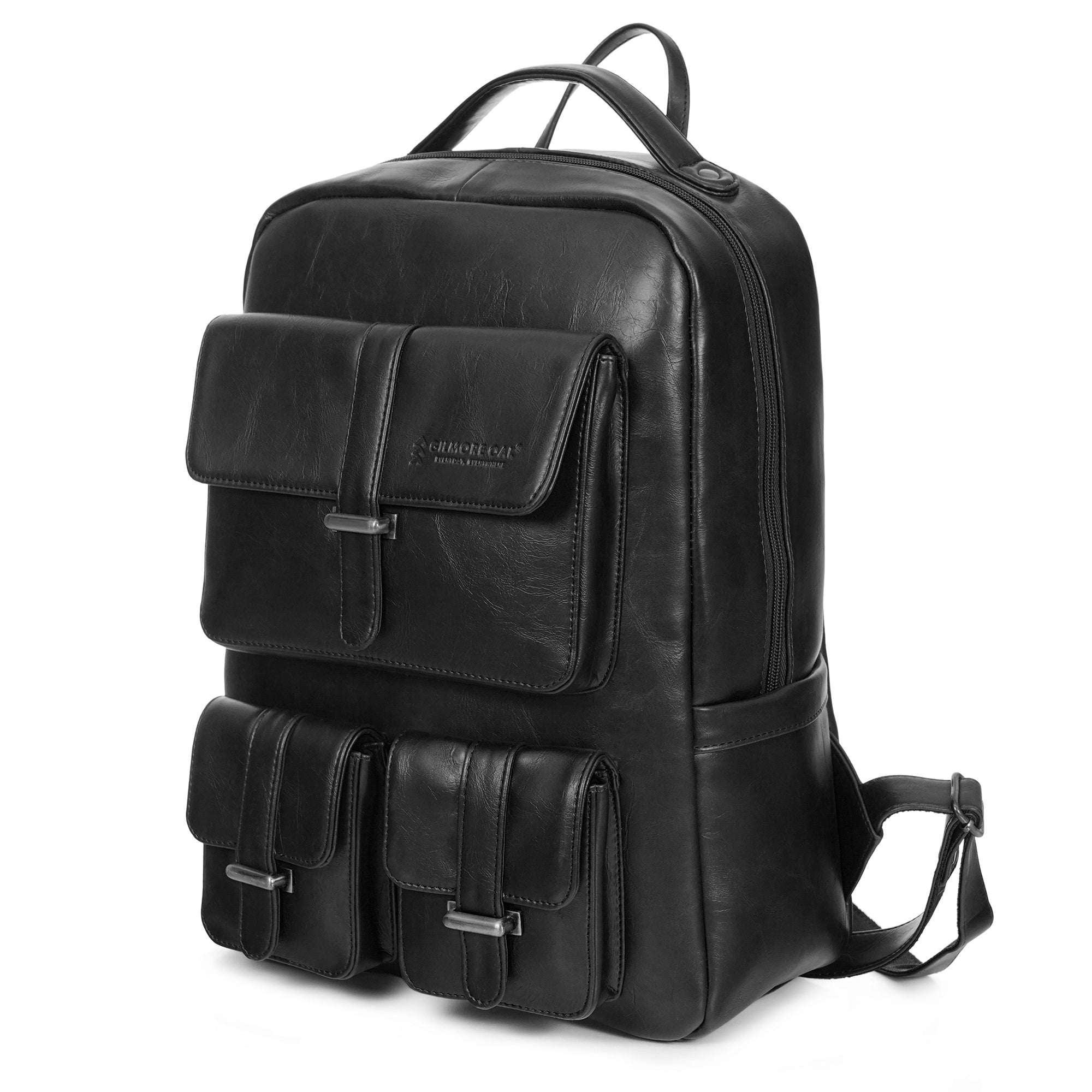 Black Carroway Leatherette Laptop Unisex Backpack