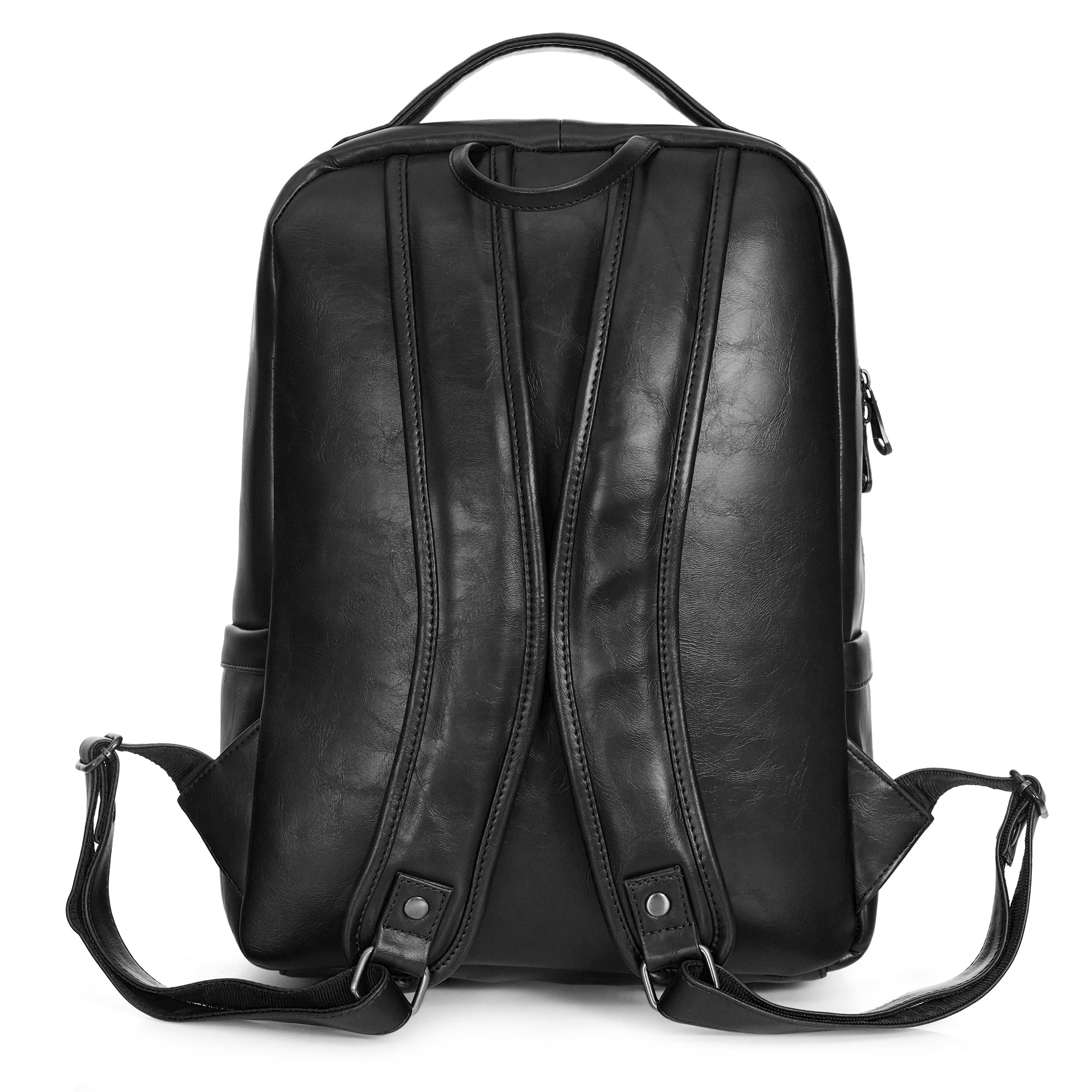 Black Carroway Leatherette Laptop Unisex Backpack