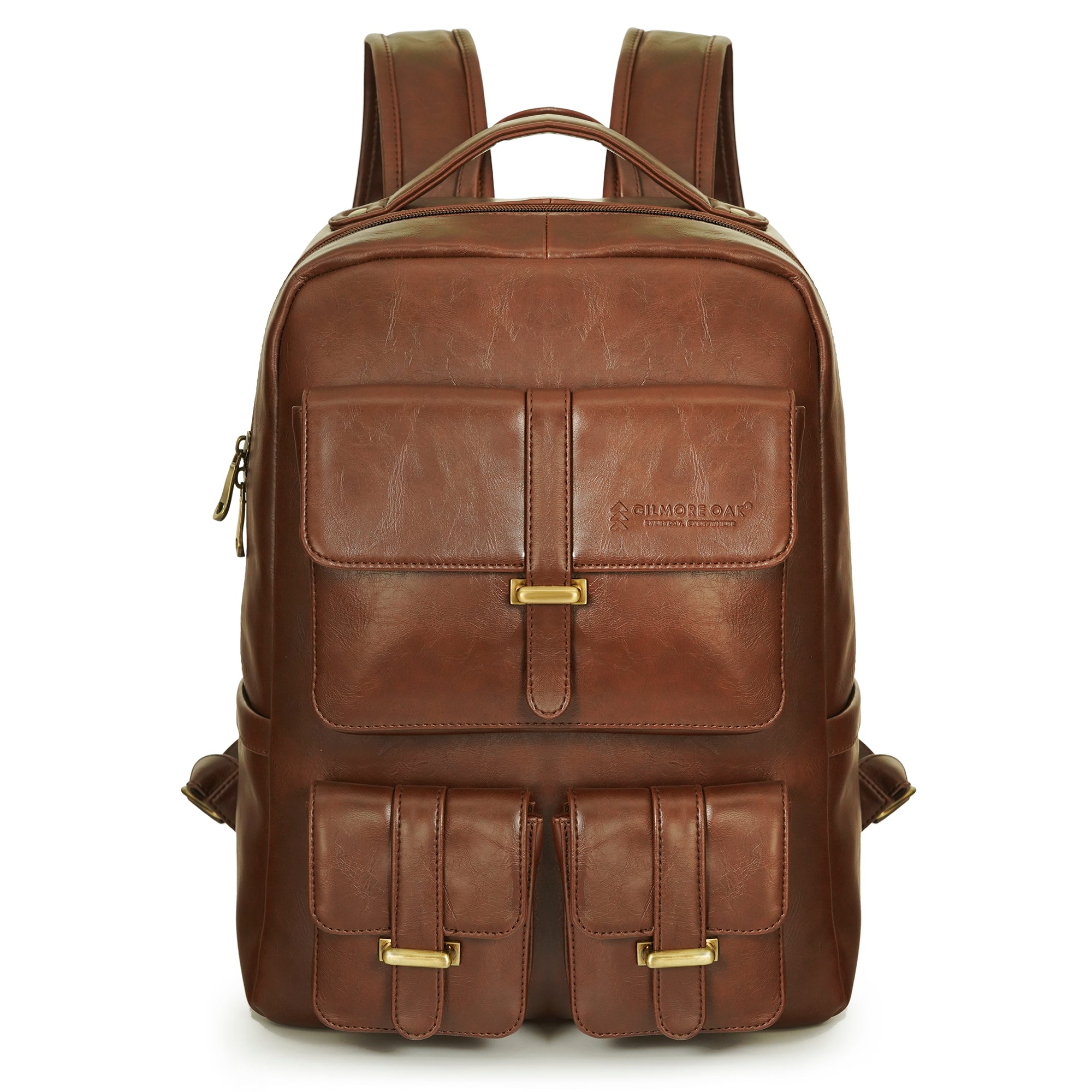 Brown Carroway Leatherette Laptop Unisex Backpack