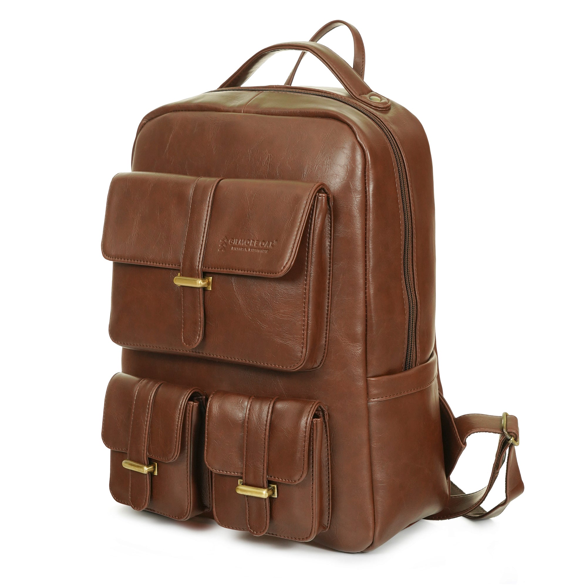 Brown Carroway Leatherette Laptop Unisex Backpack