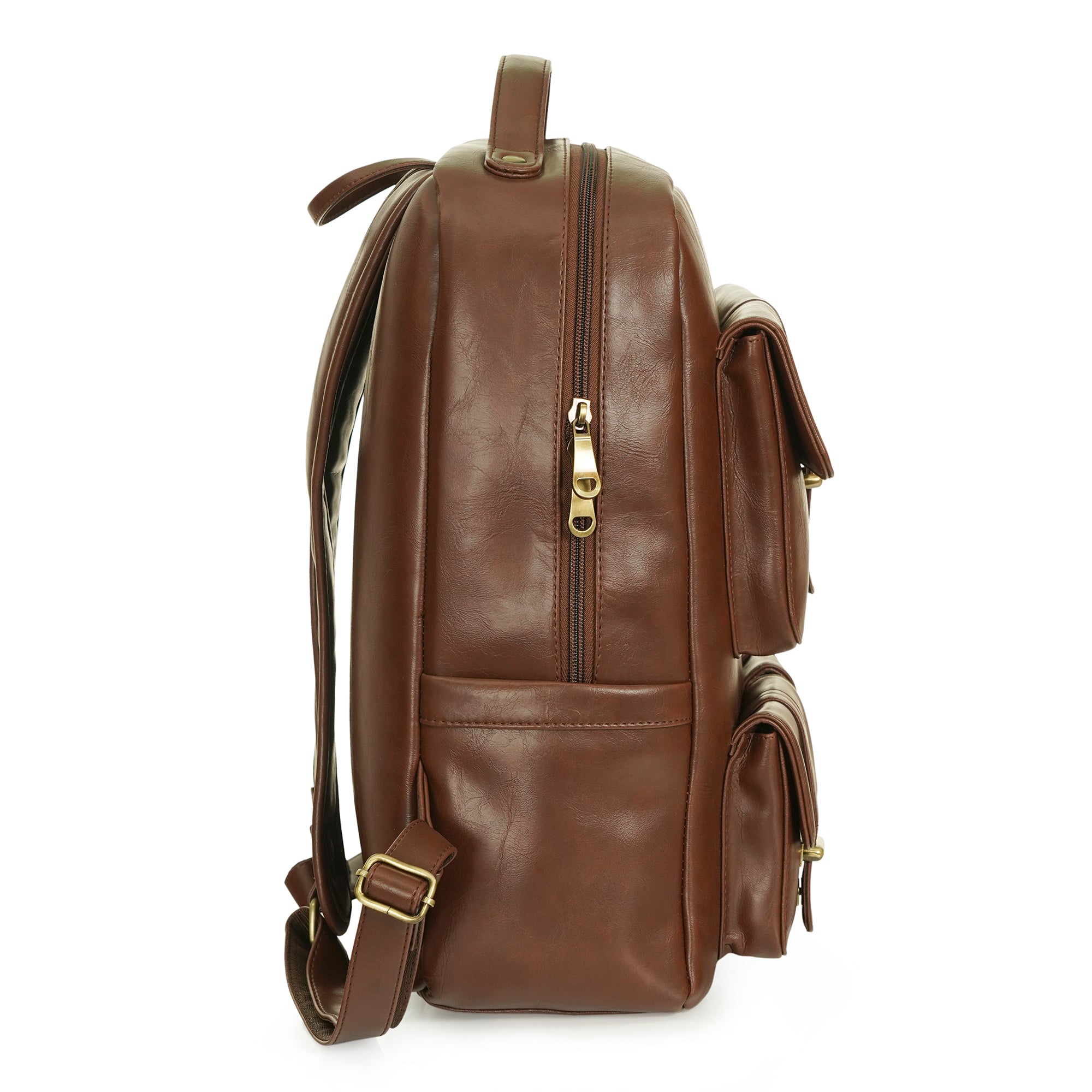 Brown Carroway Leatherette Laptop Unisex Backpack