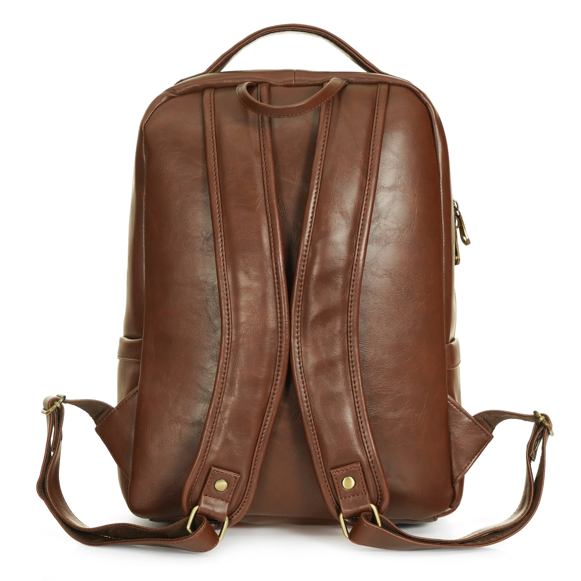 Brown Carroway Leatherette Laptop Unisex Backpack
