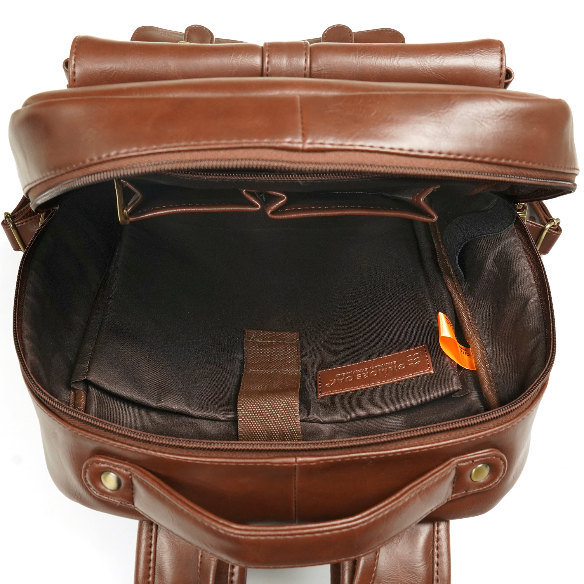 Brown Carroway Leatherette Laptop Unisex Backpack
