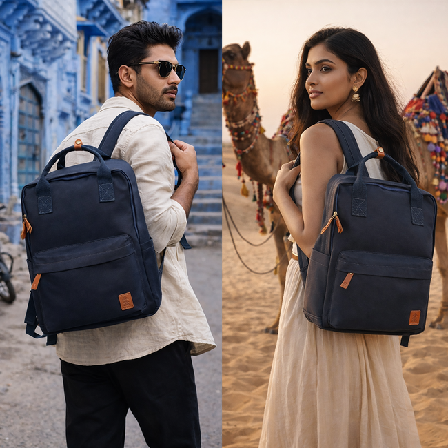 Blue Dustin Unisex Eco Friendly Canvas Backpack