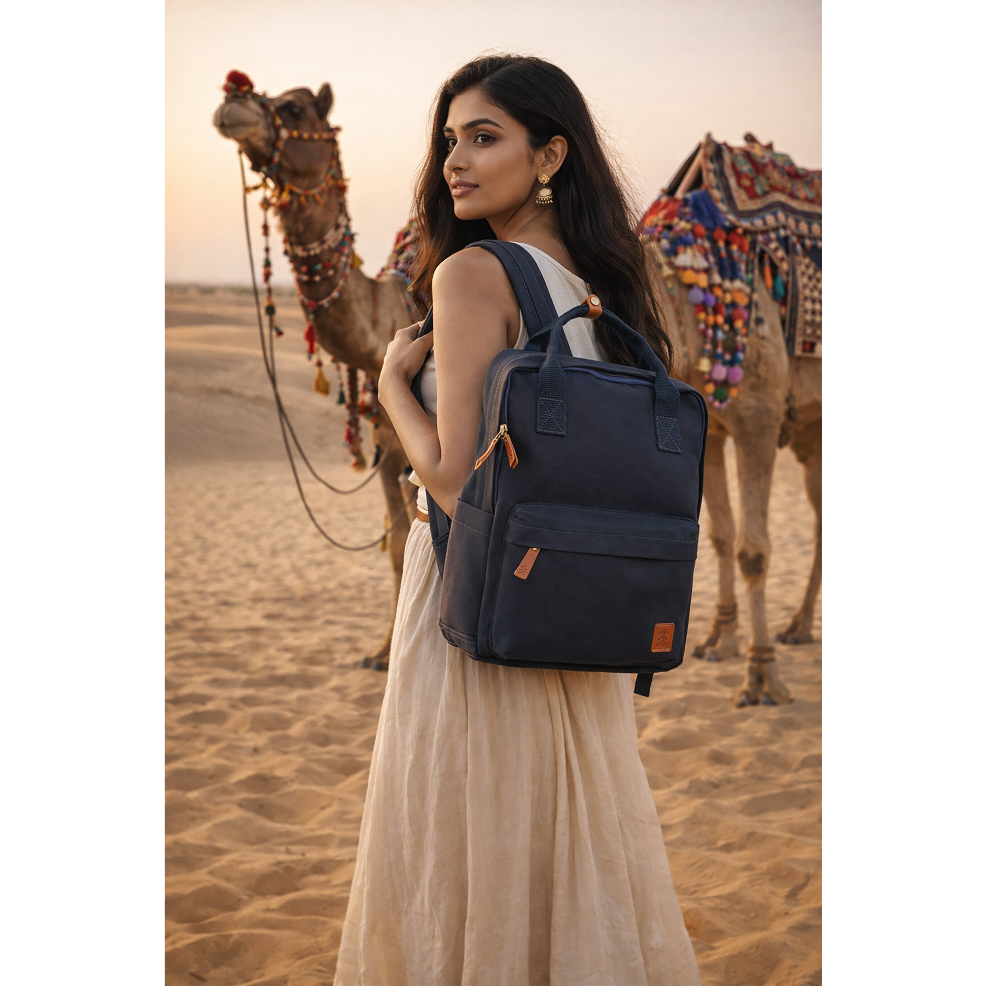 Blue Dustin Unisex Eco Friendly Canvas Backpack