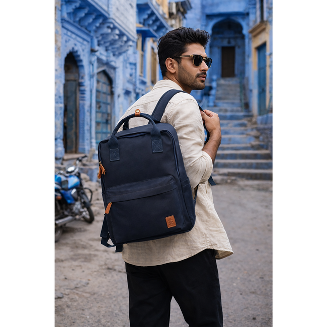 Blue Dustin Unisex Eco Friendly Canvas Backpack