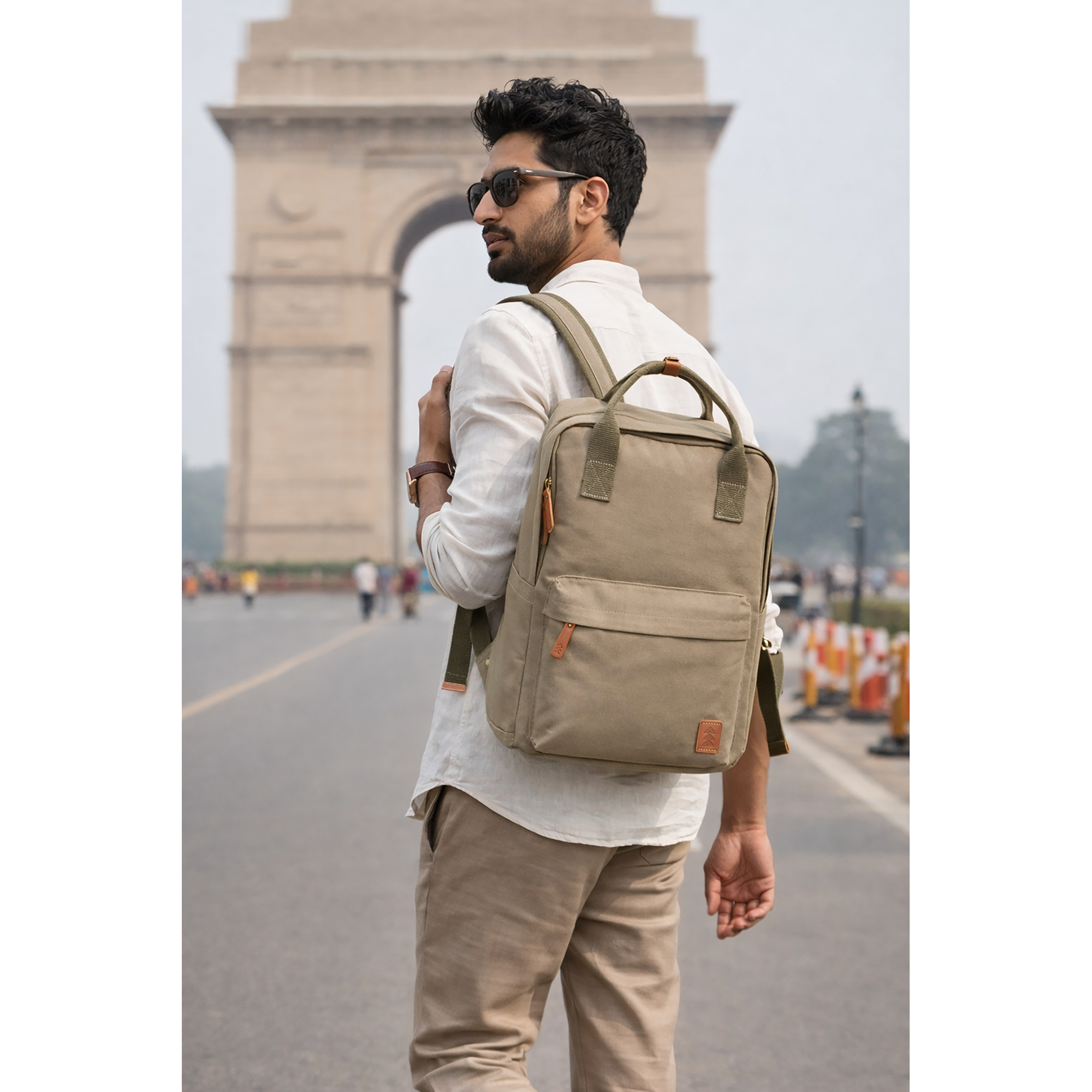 Green Dustin Unisex Eco Friendly Canvas Backpack