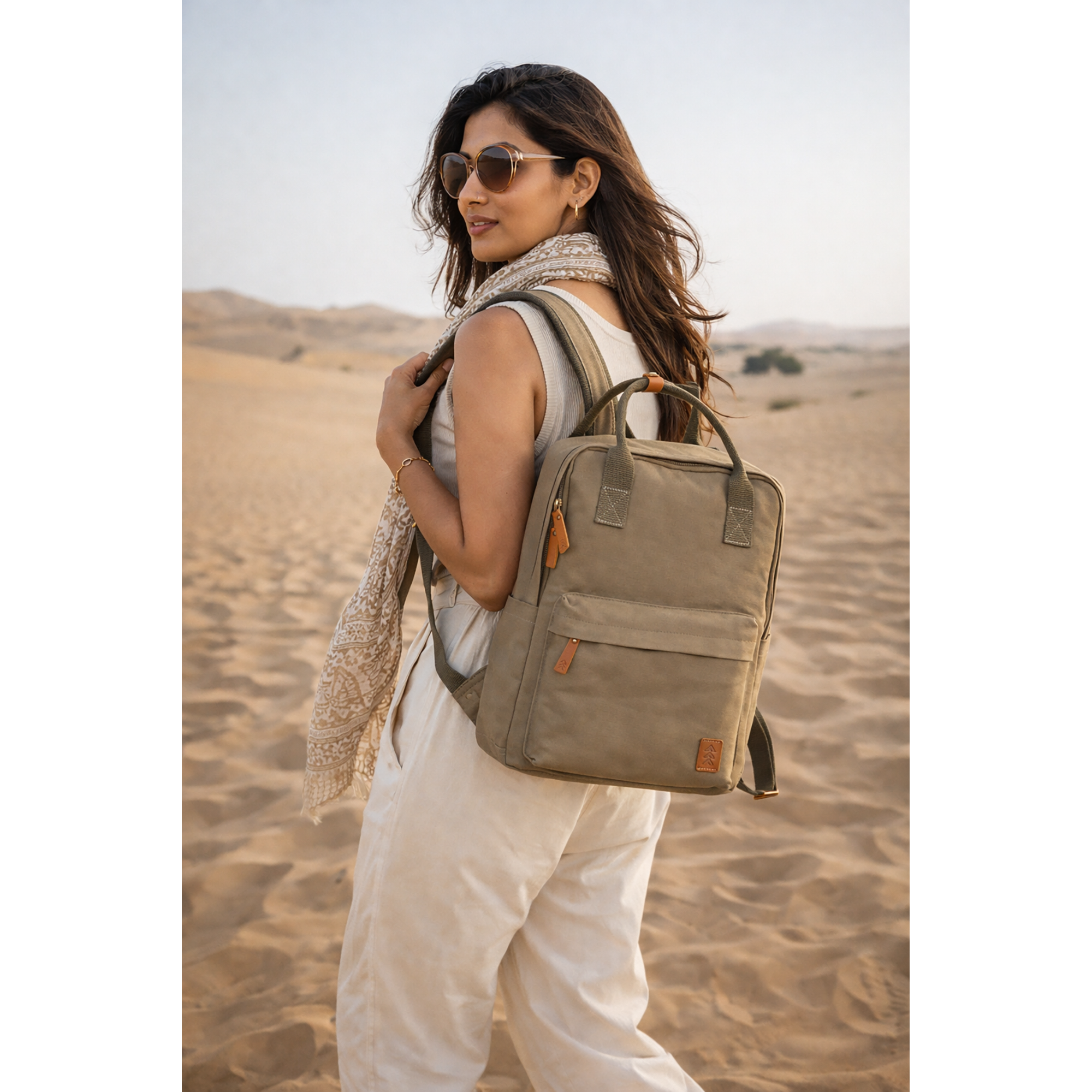 Green Dustin Unisex Eco Friendly Canvas Backpack