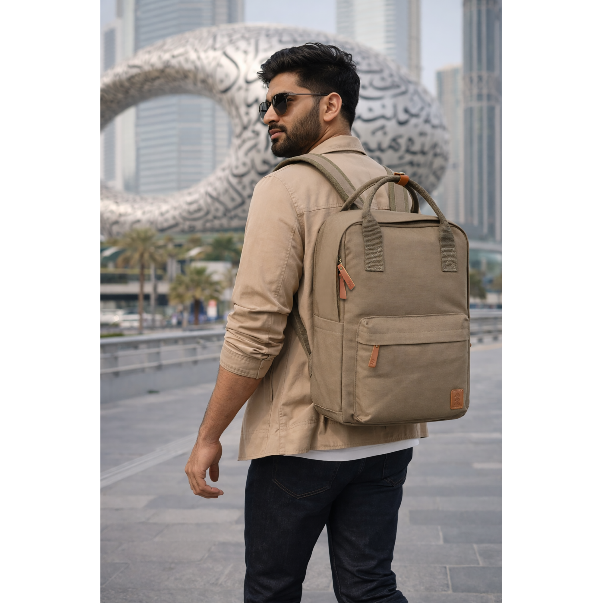 Green Dustin Unisex Eco Friendly Canvas Backpack