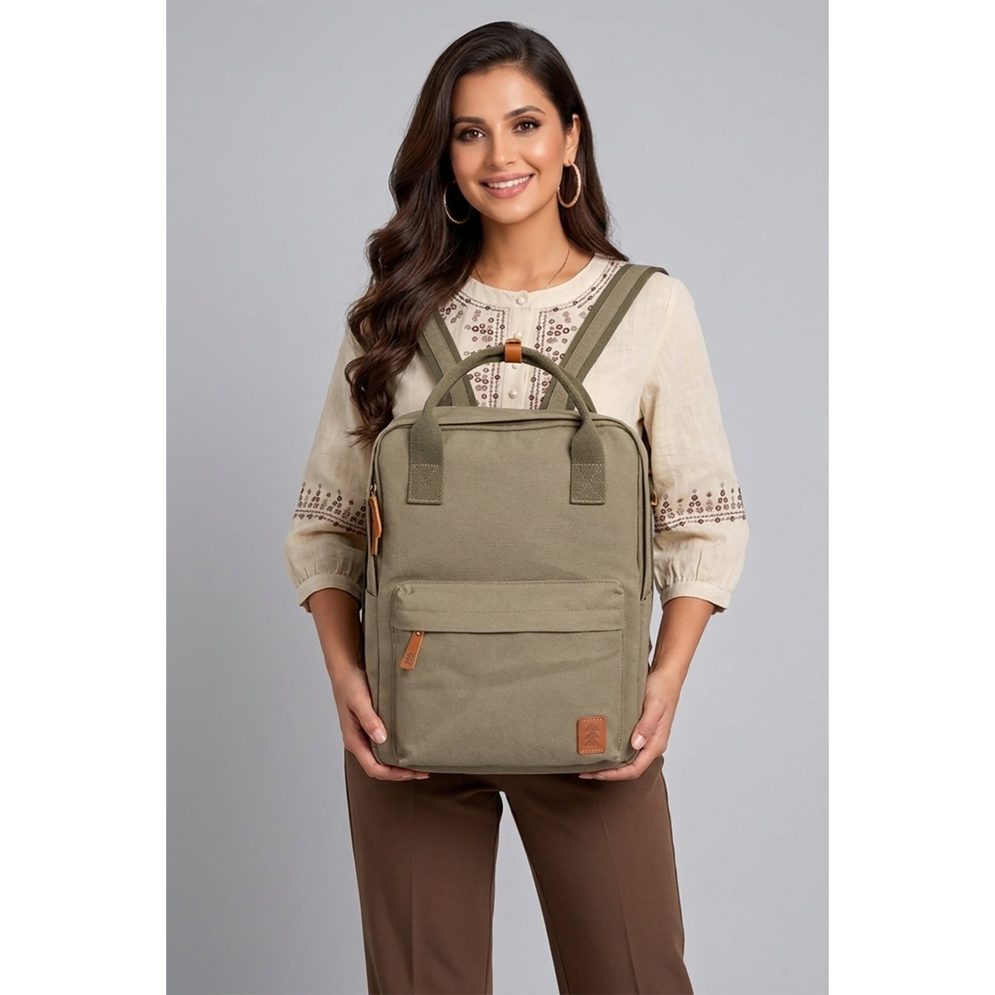 Green Dustin Unisex Eco Friendly Canvas Backpack