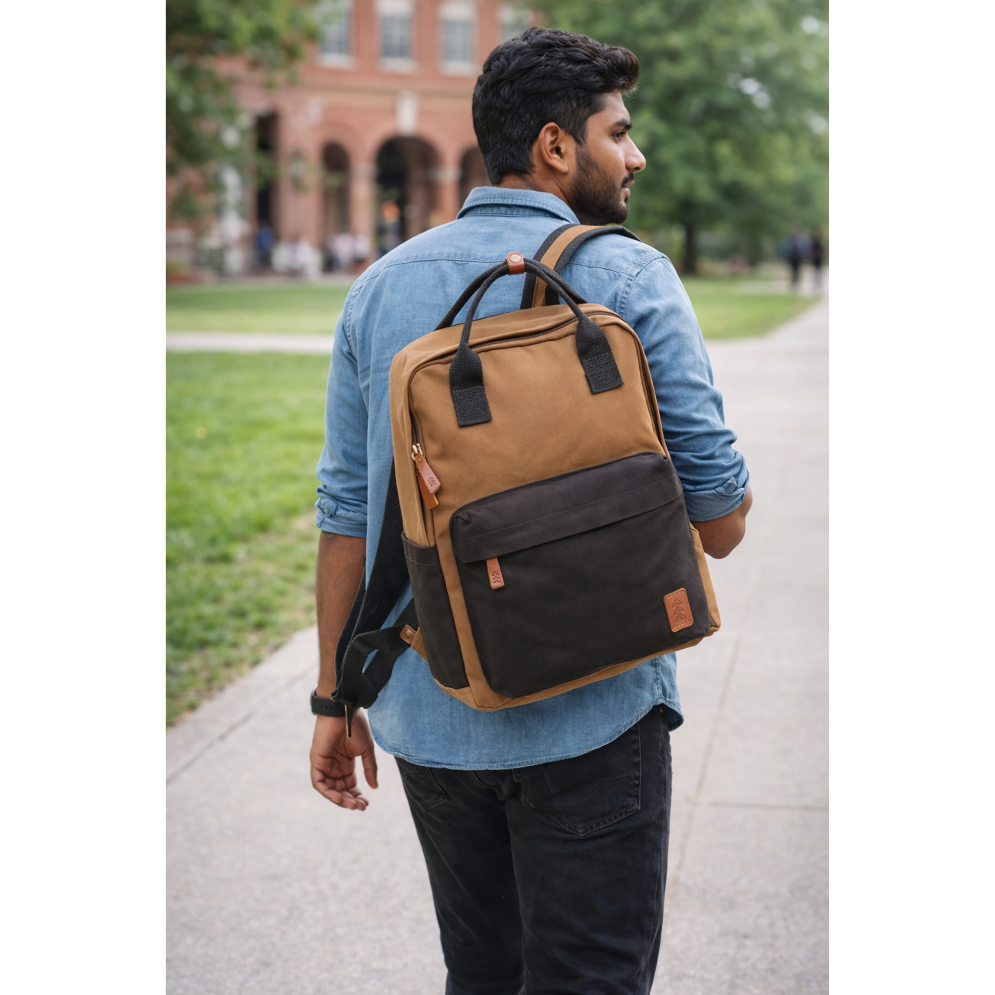 Brown Dustin Unisex Eco Friendly Canvas Backpack