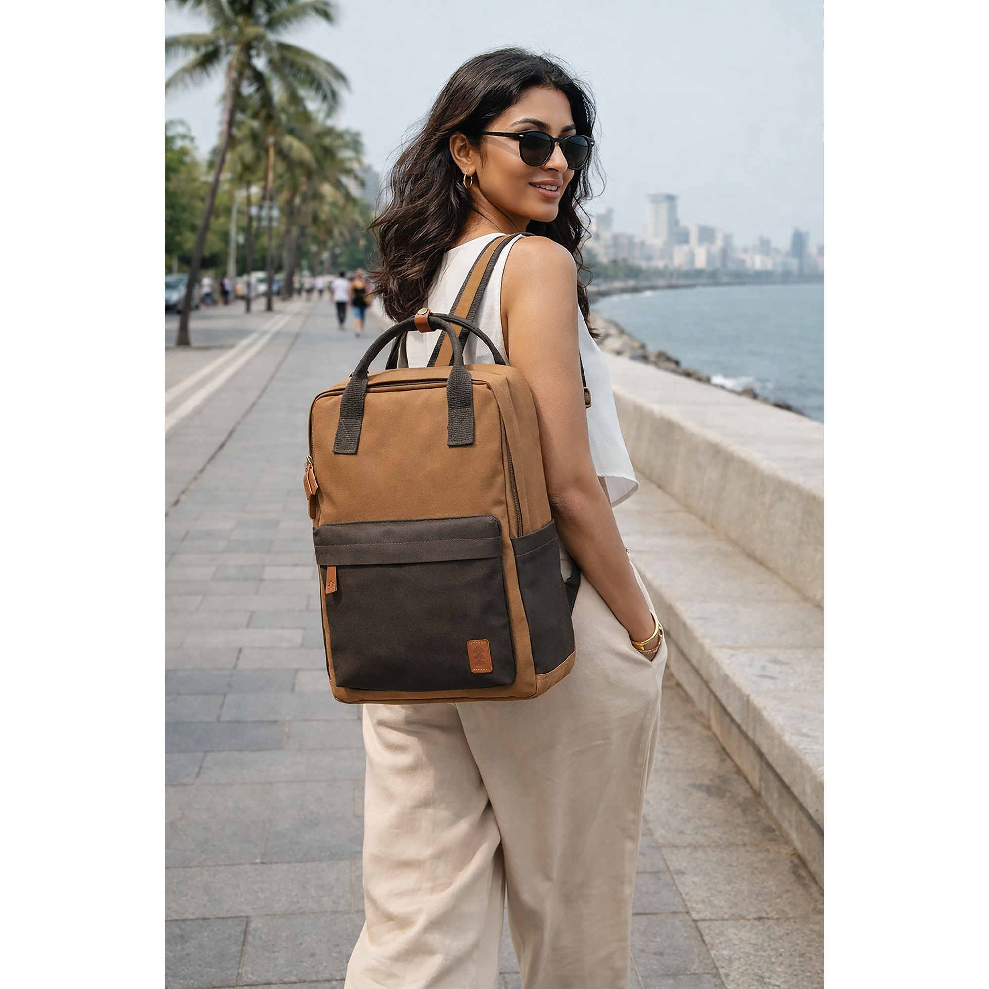 Brown Dustin Unisex Eco Friendly Canvas Backpack