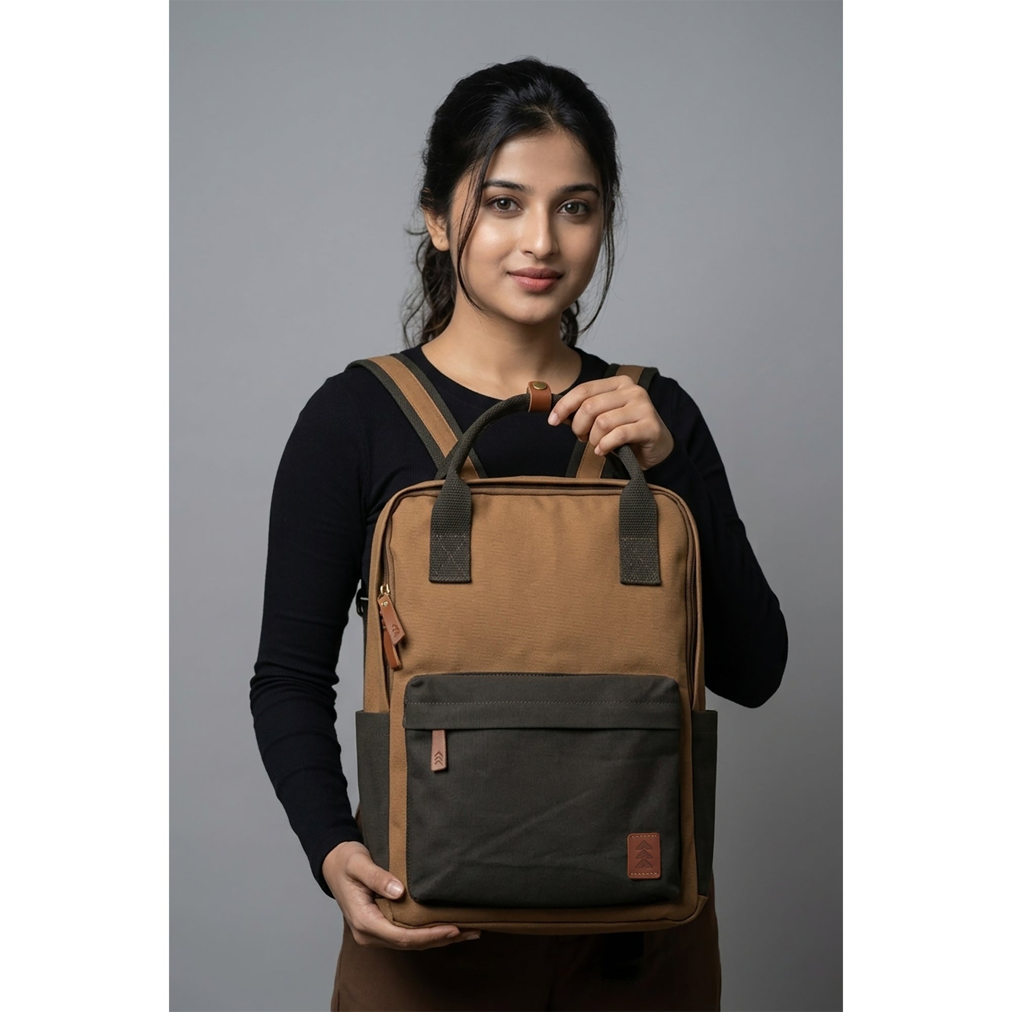 Brown Dustin Unisex Eco Friendly Canvas Backpack