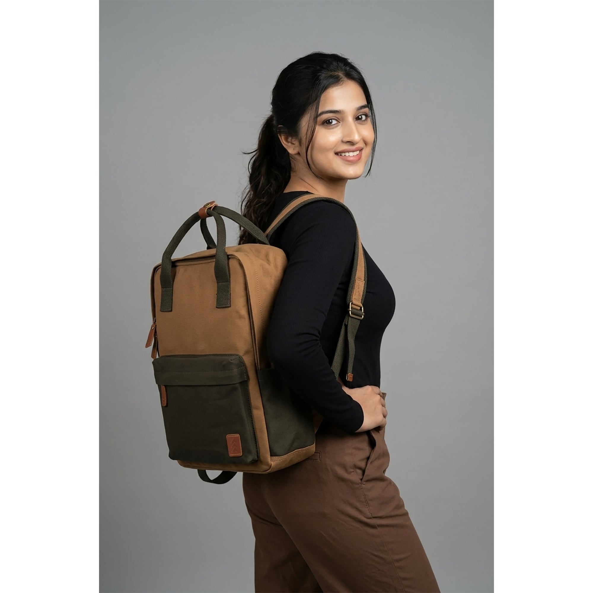 Brown Dustin Unisex Eco Friendly Canvas Backpack
