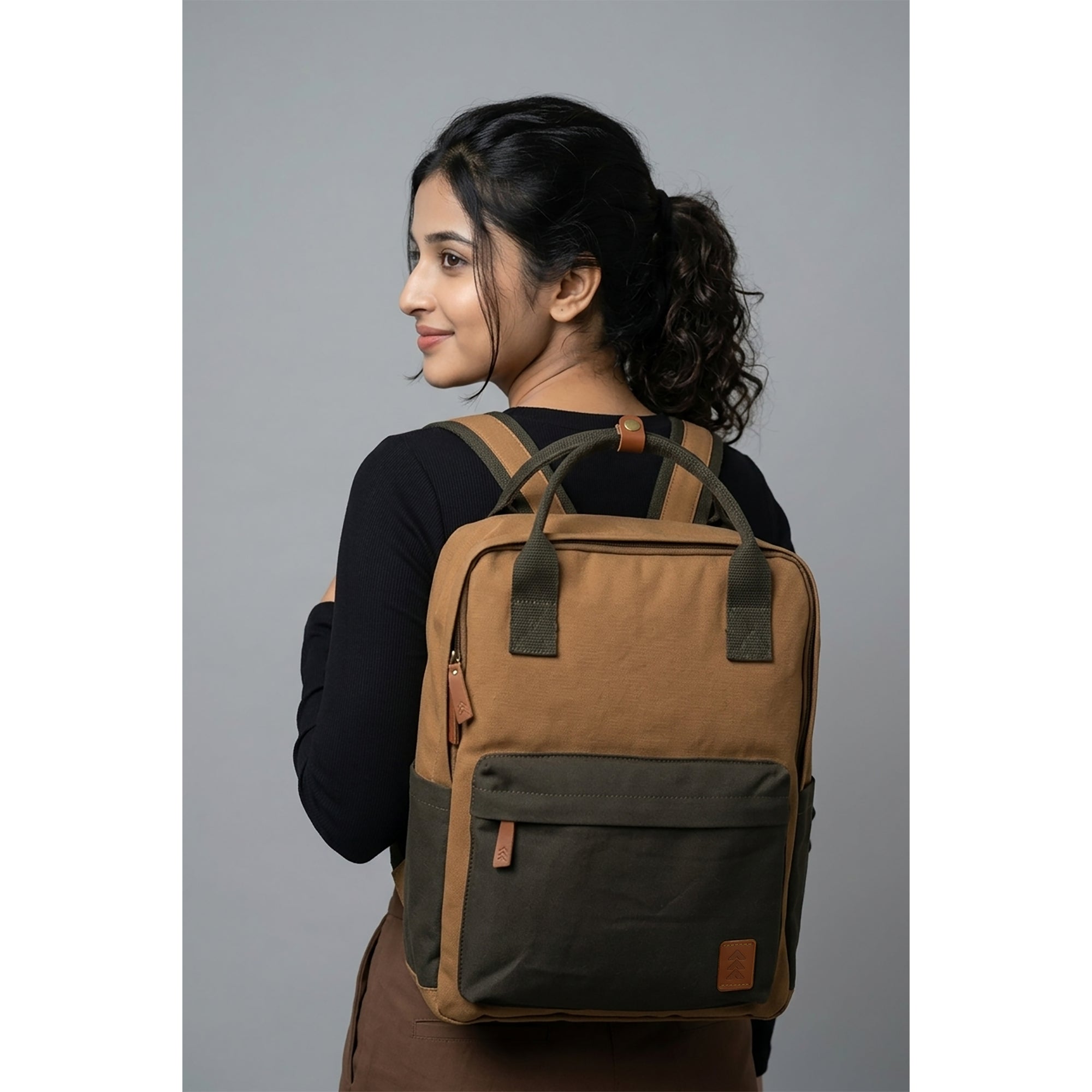 Brown Dustin Unisex Eco Friendly Canvas Backpack