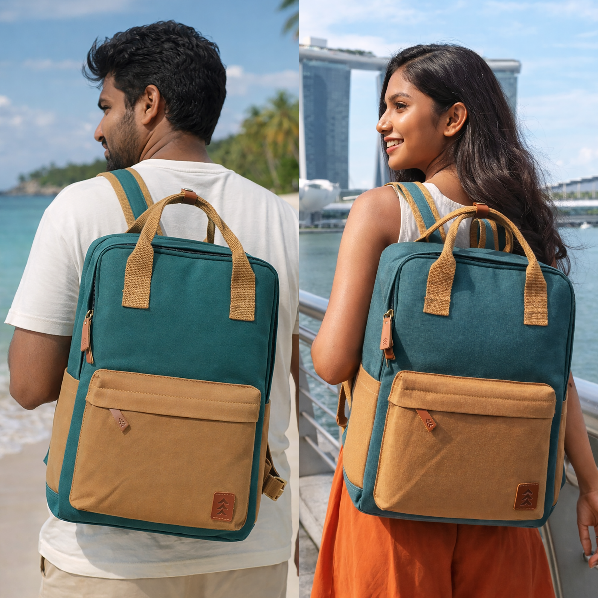 Teal Dustin Unisex Eco Friendly Canvas Backpack