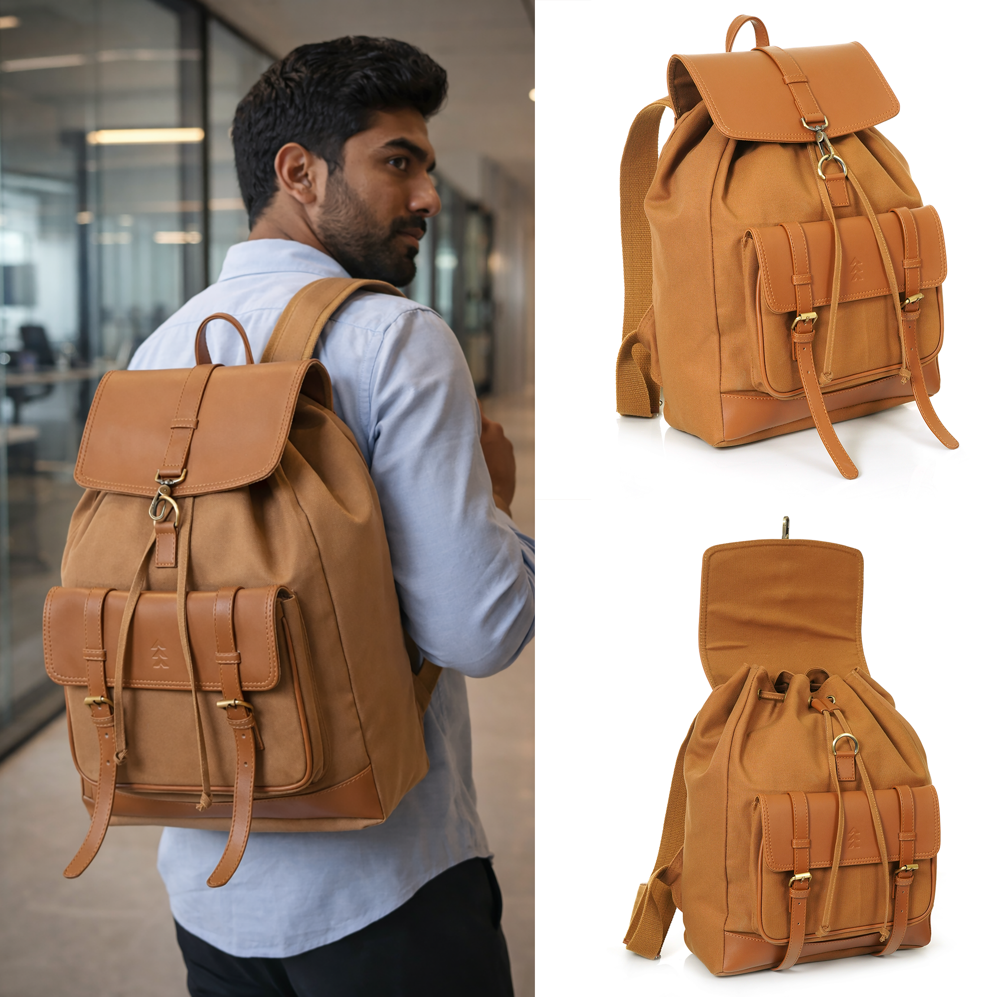 Beige Jimmy Unisex Eco Friendly Canvas Backpack