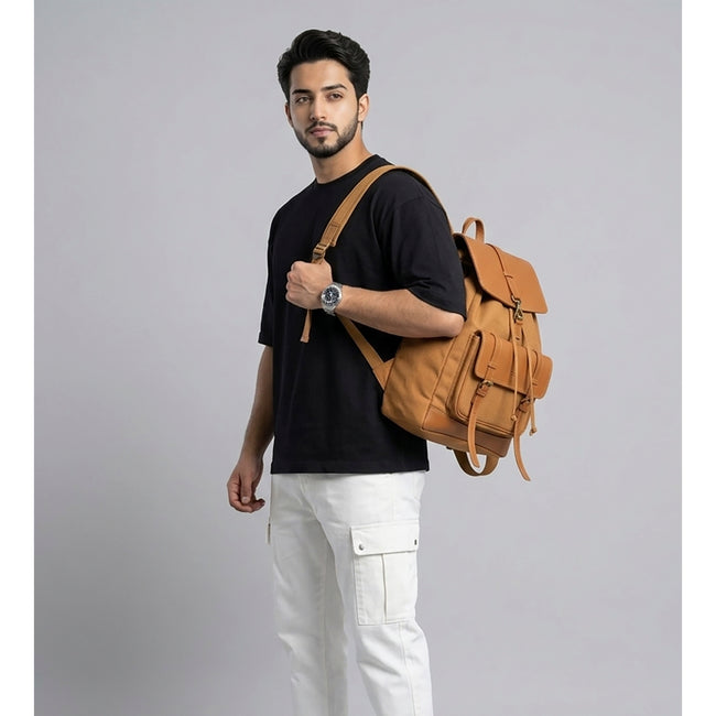 Beige Jimmy Unisex Eco Friendly Canvas Backpack
