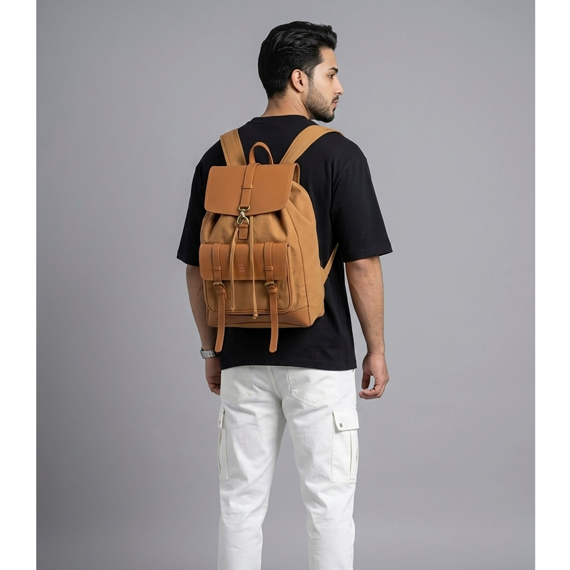 Beige Jimmy Unisex Eco Friendly Canvas Backpack