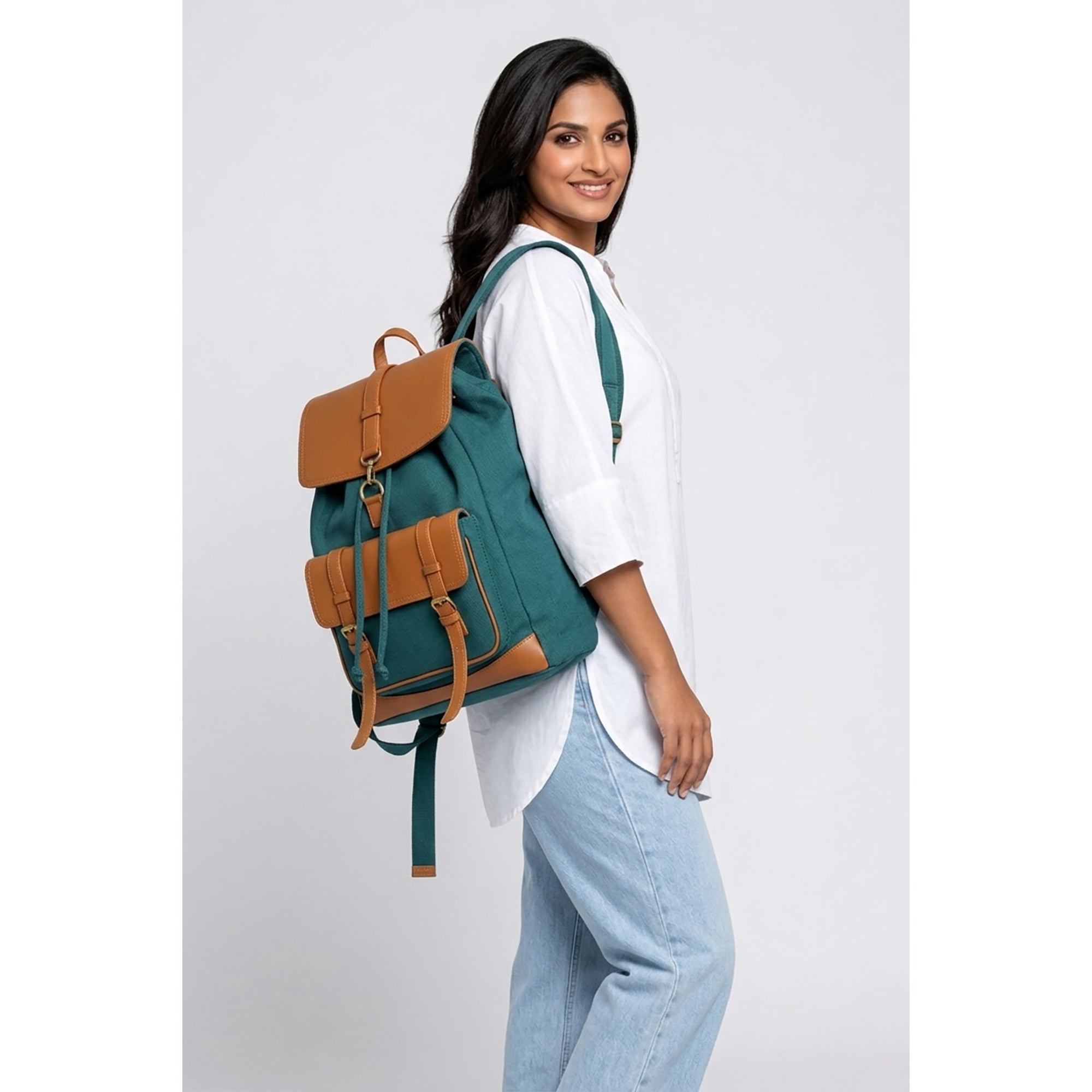 Teal Jimmy Unisex Eco Friendly Canvas Backpack