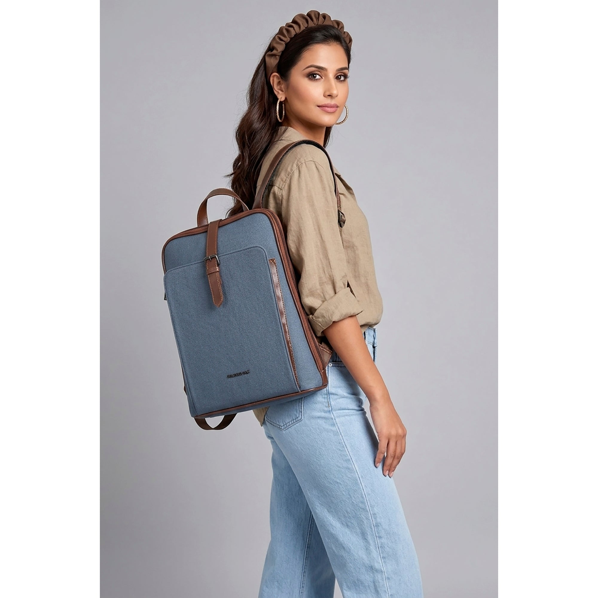 Blue Verona Leatherette 17L Laptop Backpack