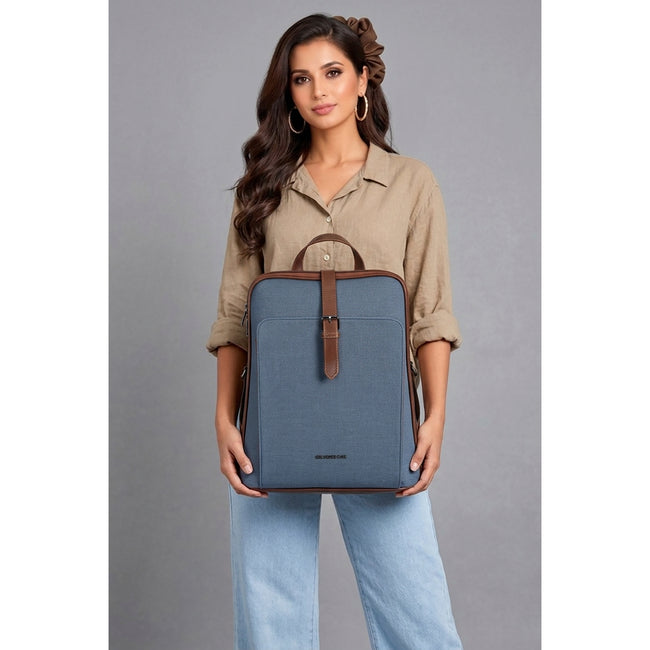 Blue Verona Leatherette 17L Laptop Backpack