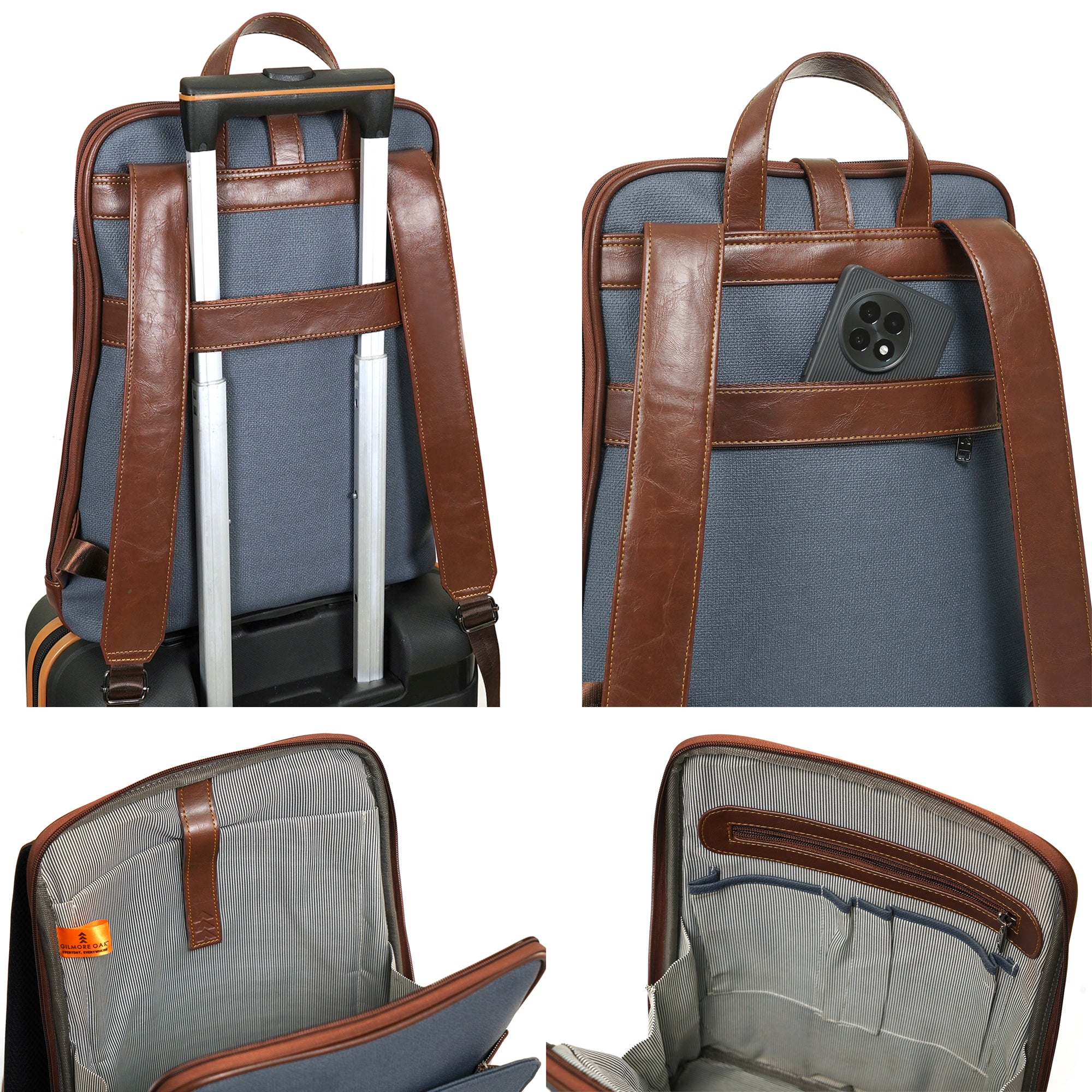 Blue Verona Leatherette 17L Laptop Backpack