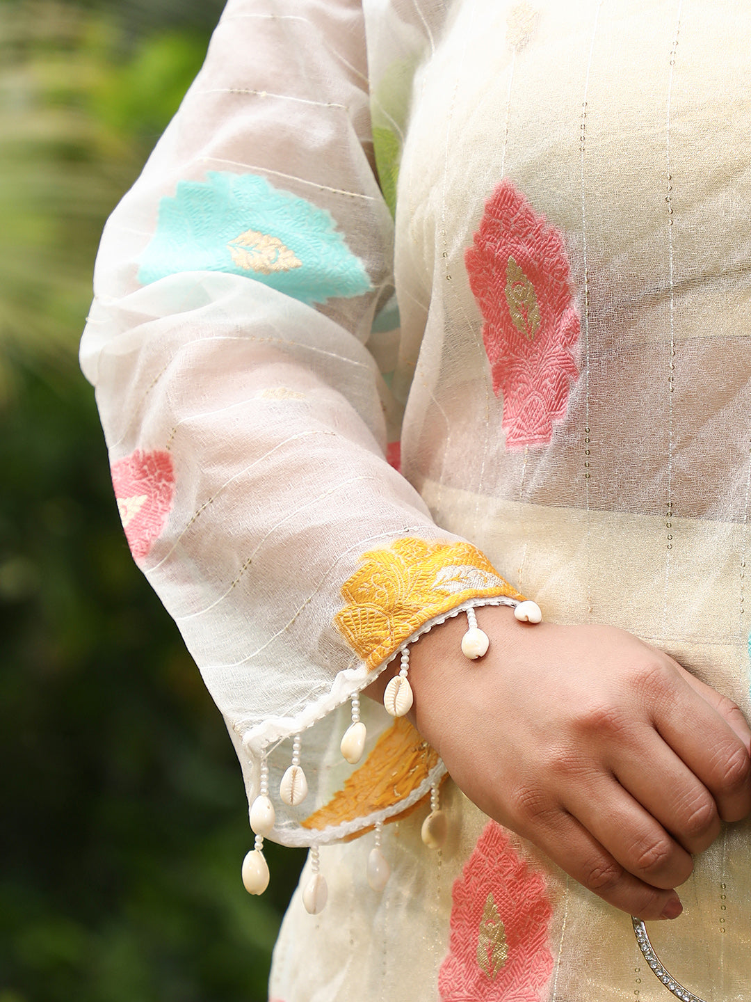 Women Organza Regular Floral Kurta Set