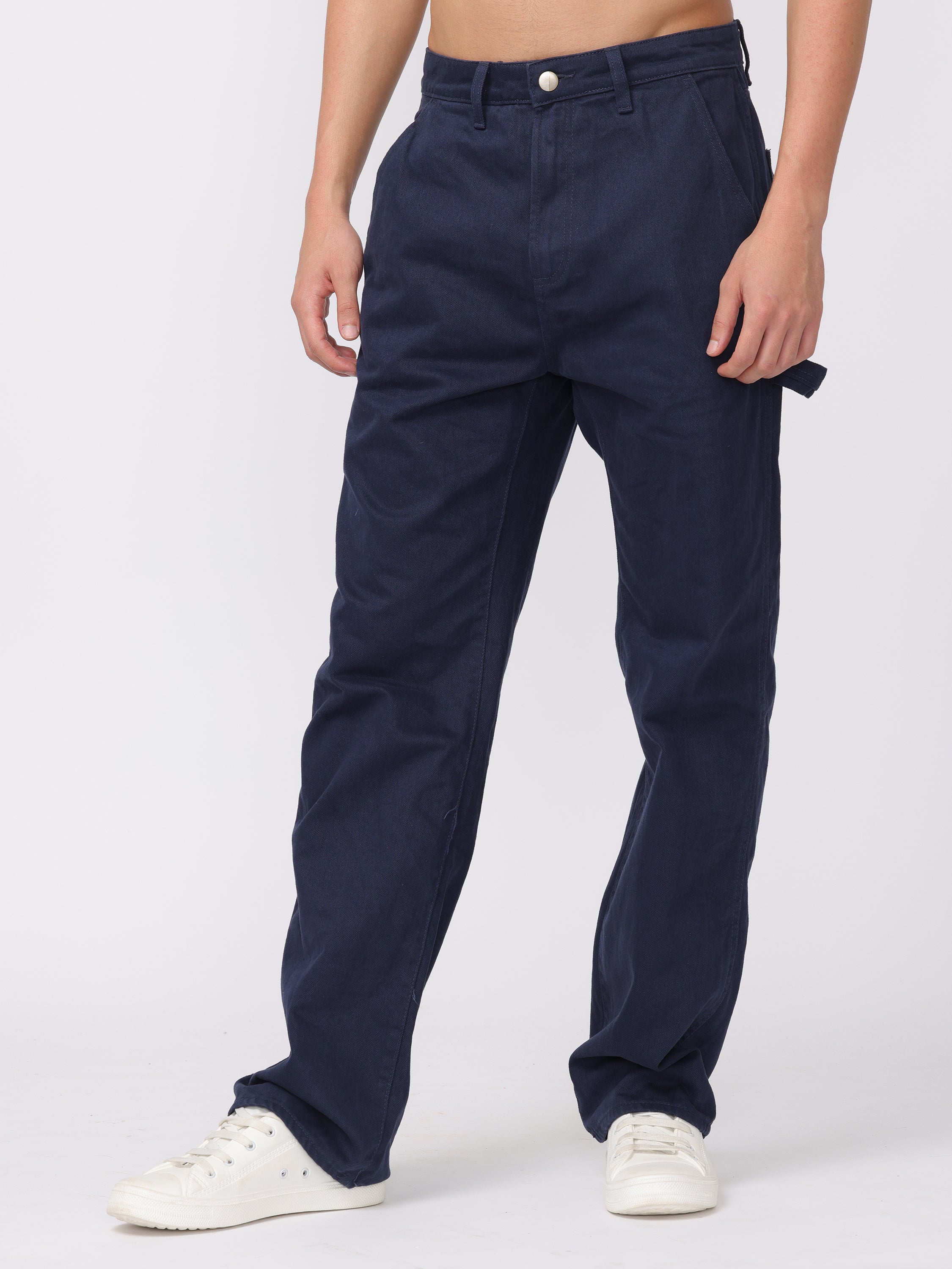 Men Blue Baggy Fit Carpenter Pants