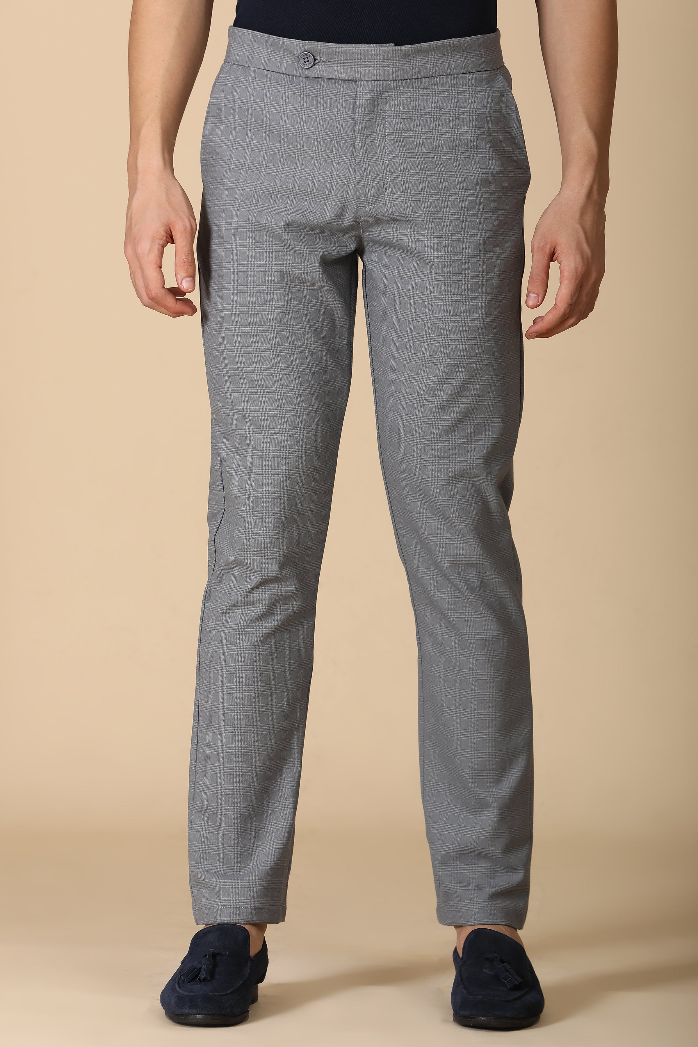 Men Checkered Formal Trouser