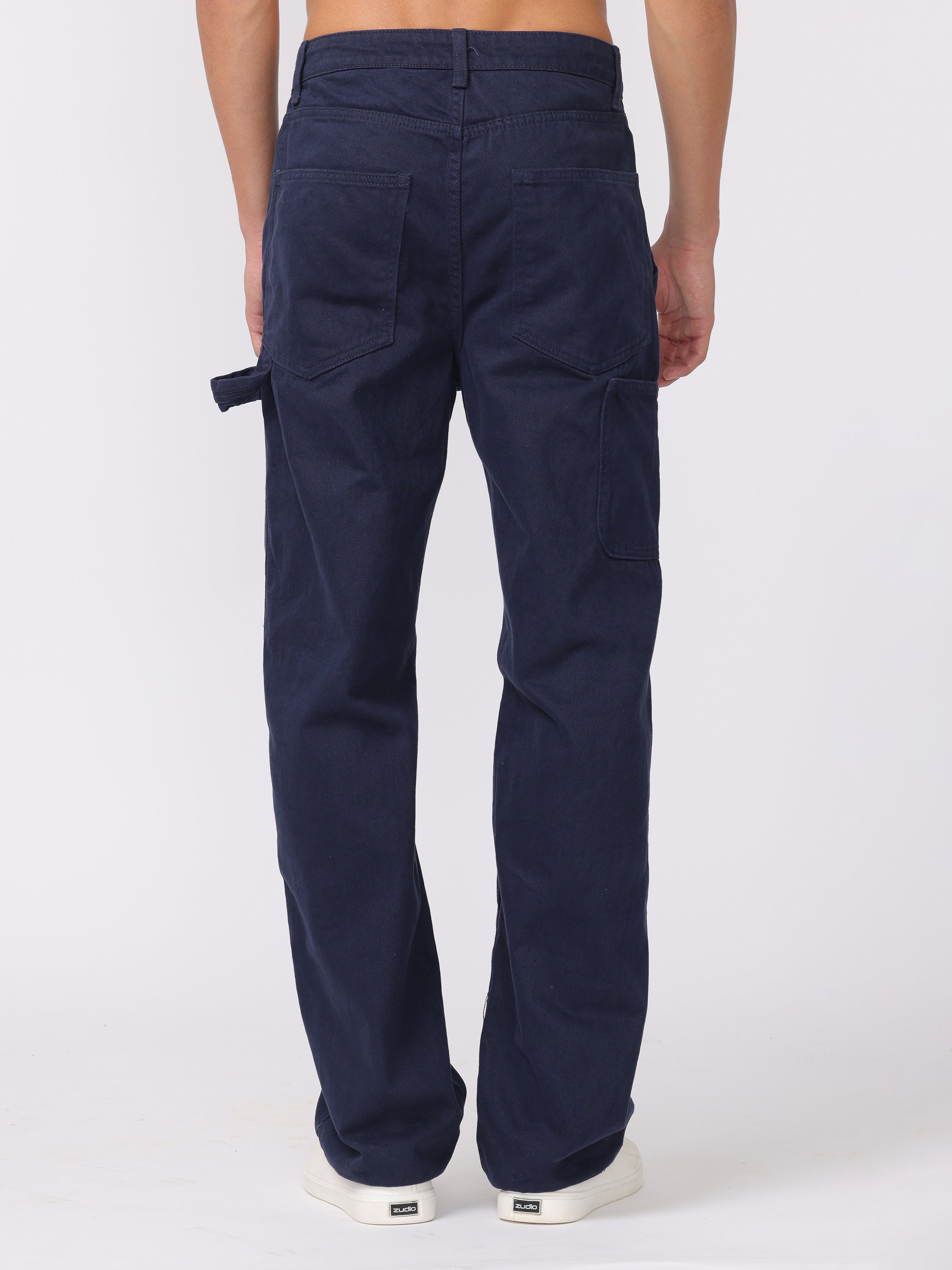 Men Blue Baggy Fit Carpenter Pants