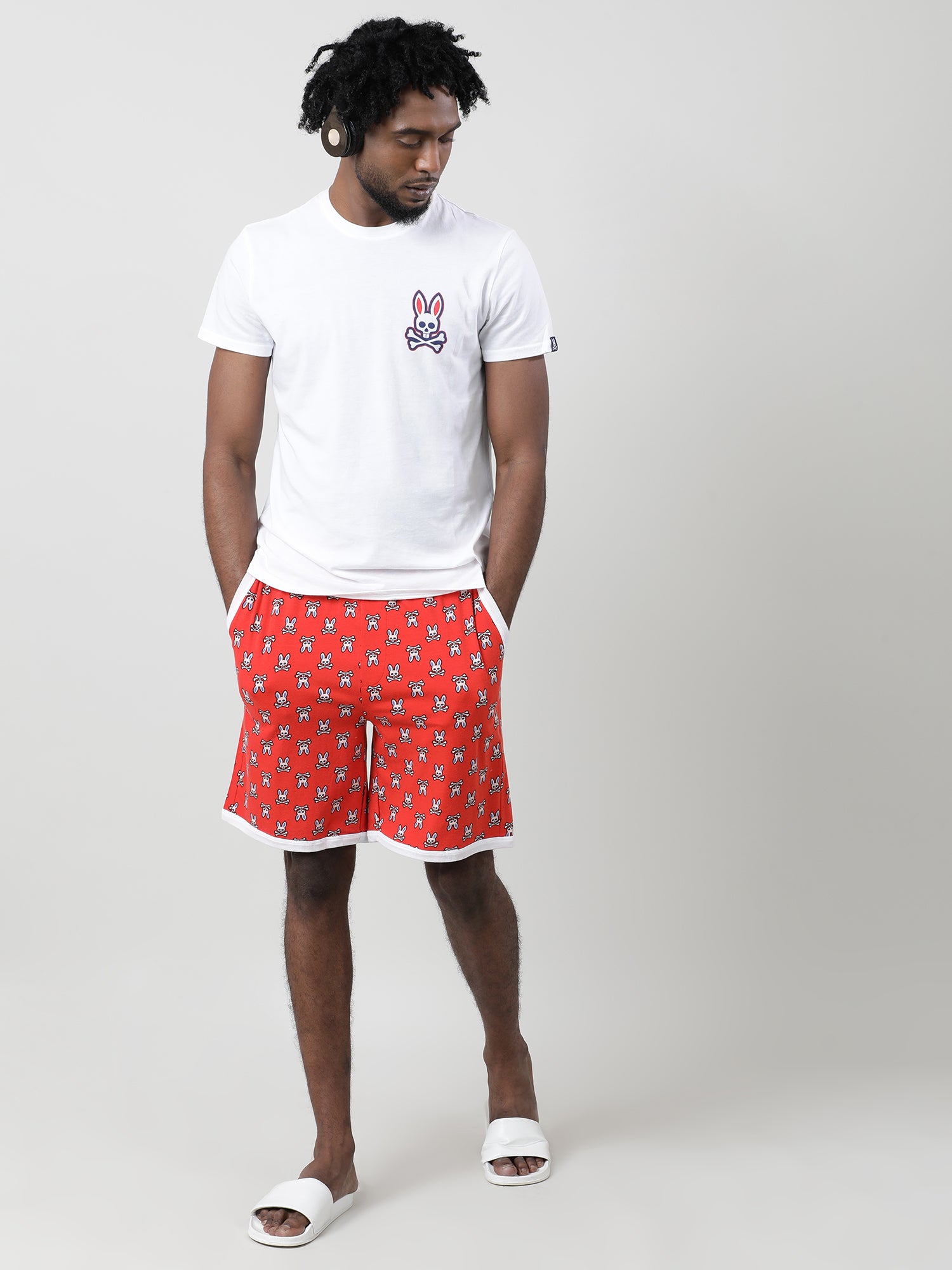 Orange Cotton Knee Length Shorts