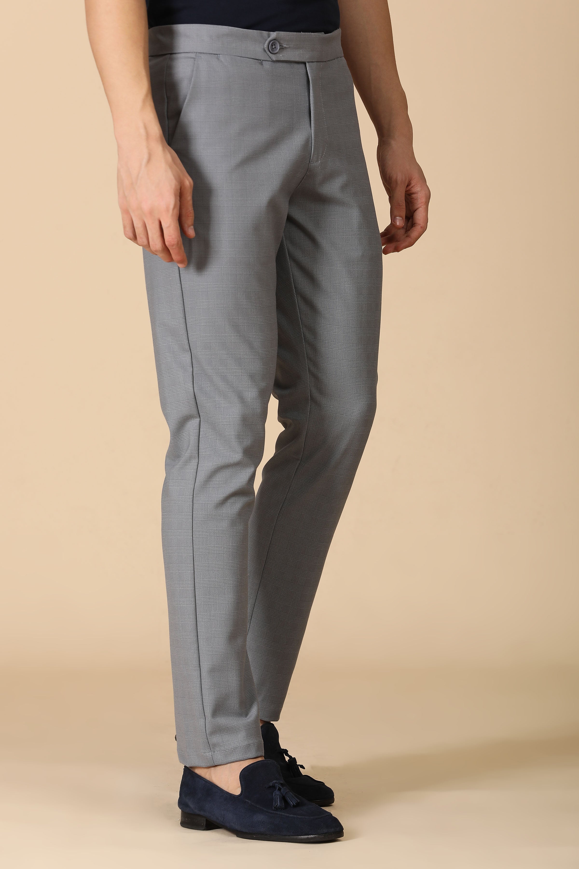 Men Checkered Formal Trouser