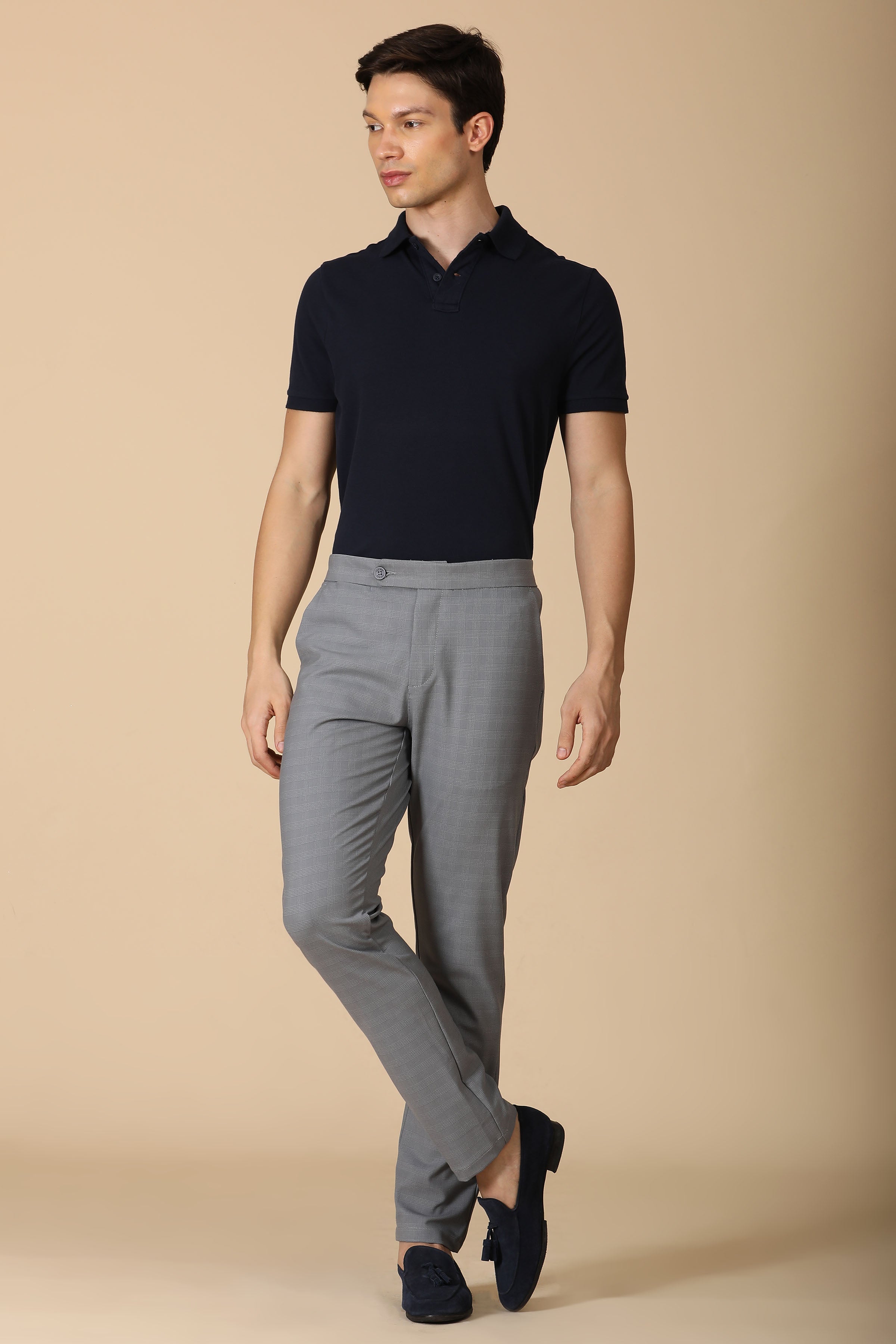 Men Checkered Formal Trouser