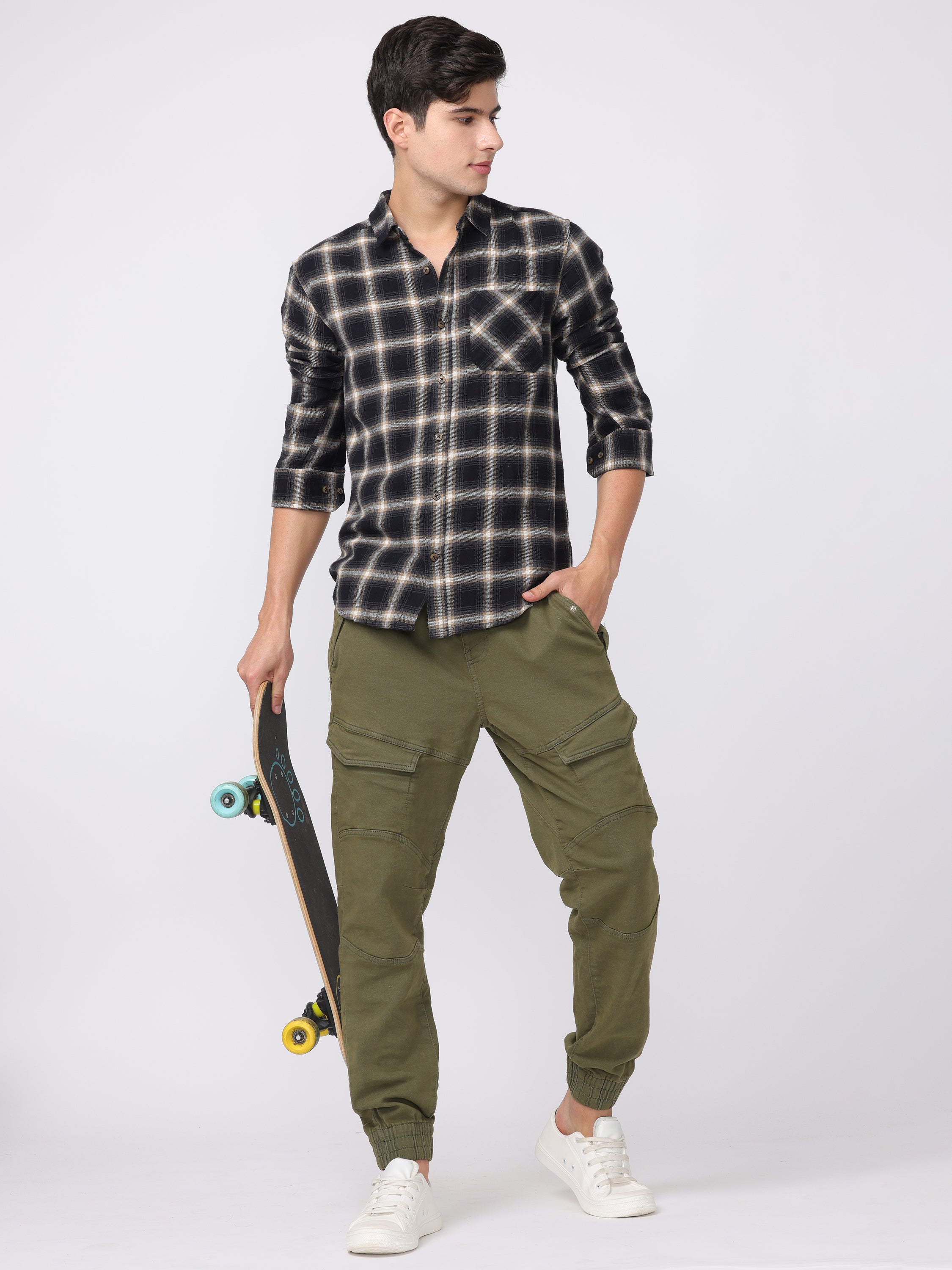 Men Olive Comfort Fit Stretchable Joggers