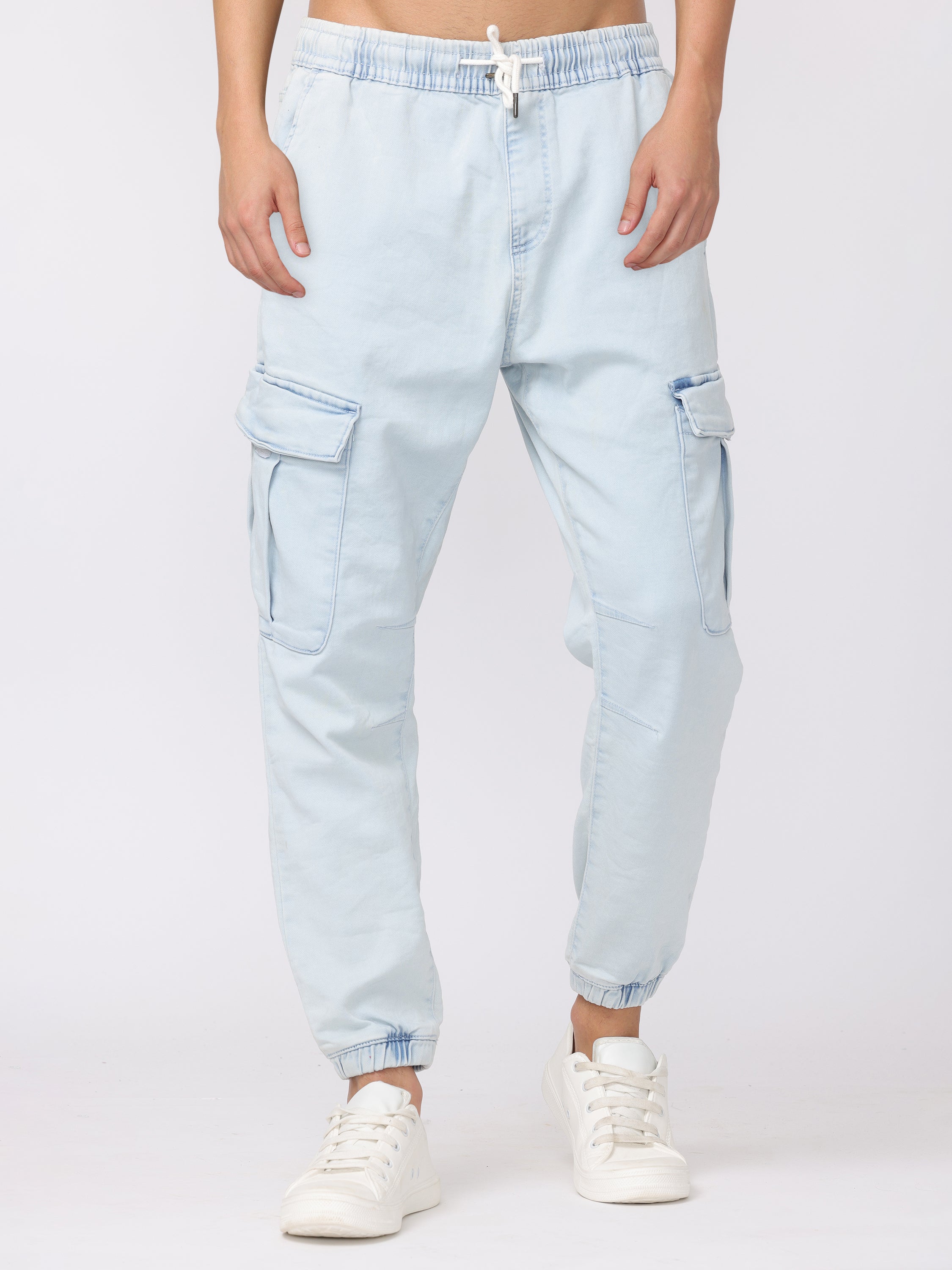 Men Light Blue Comfort Fit Joggers