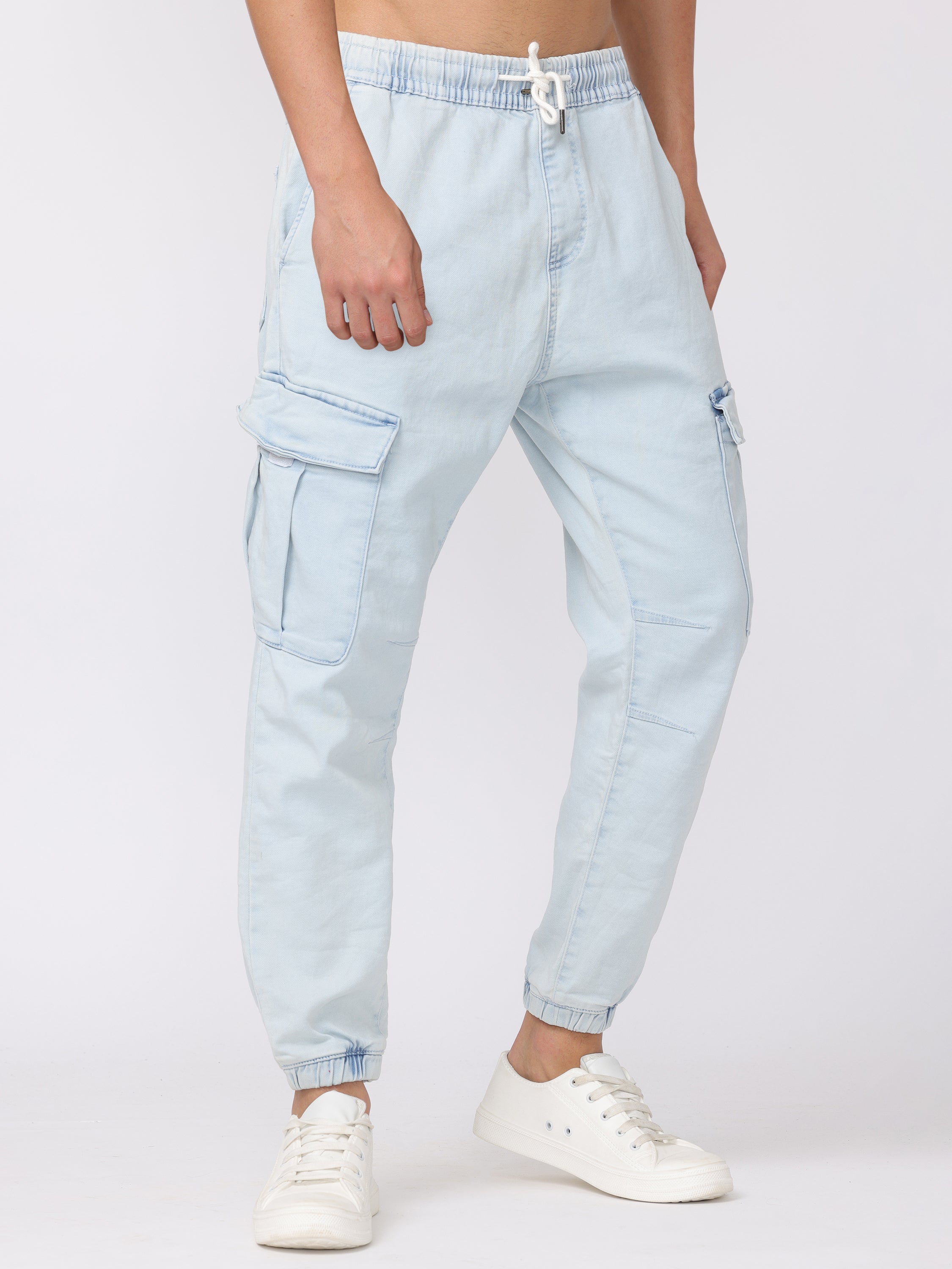 Men Light Blue Comfort Fit Joggers