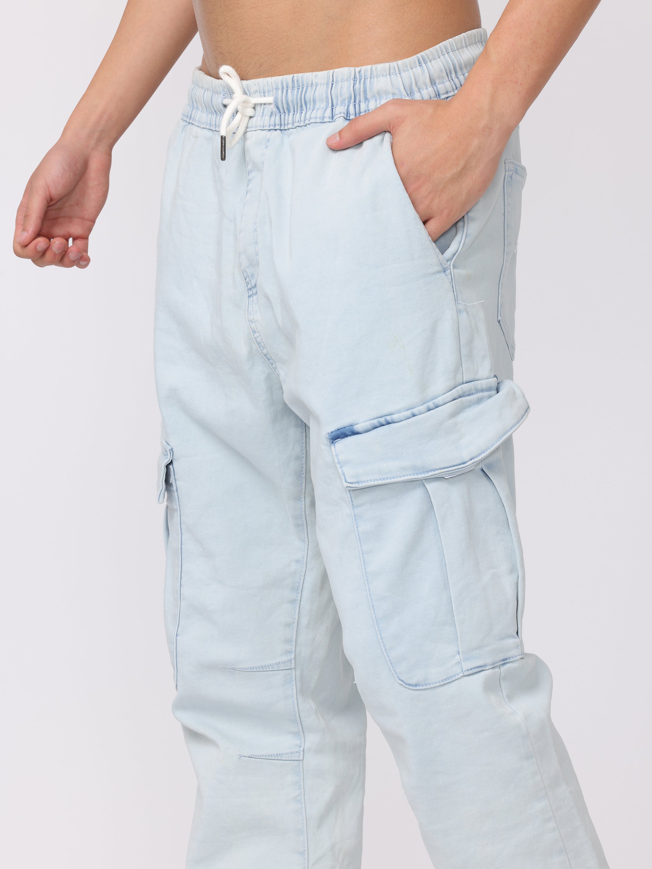 Men Light Blue Comfort Fit Joggers