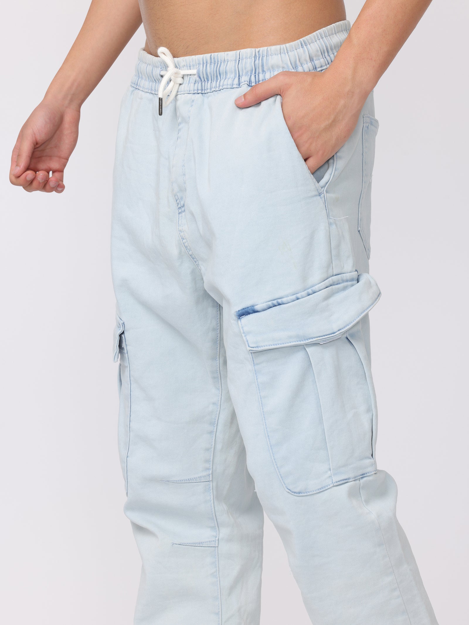 Men Light Blue Comfort Fit Joggers