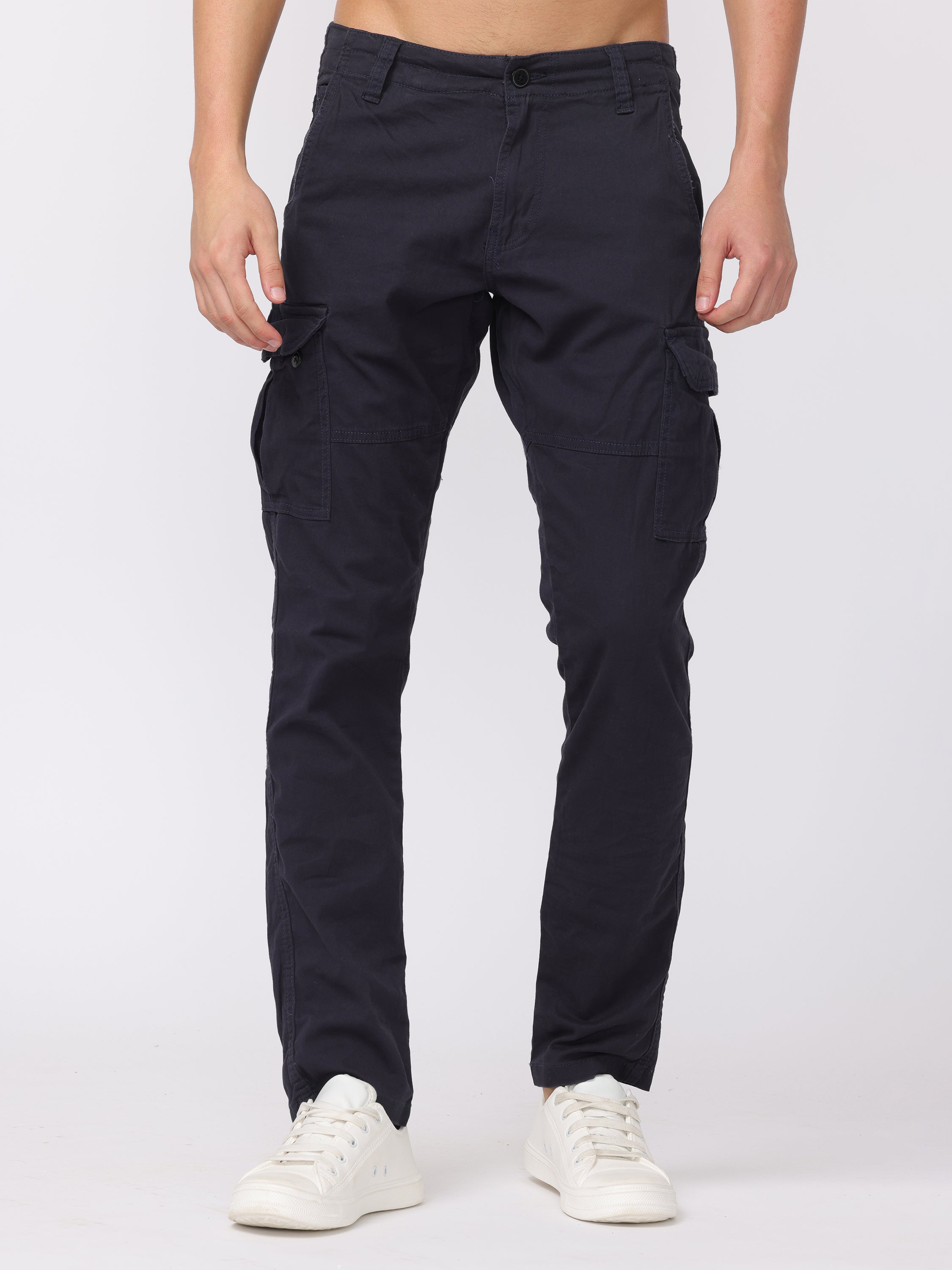 Men Black Regular Fit Cargo Pants