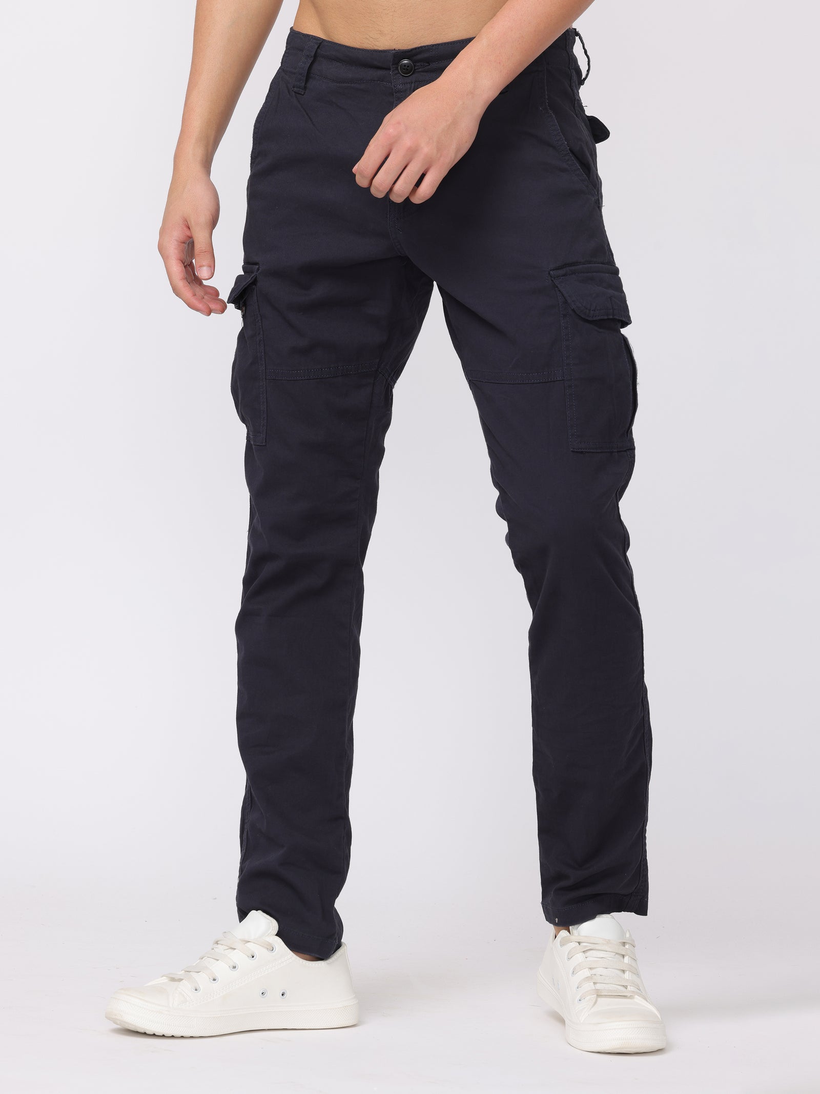 Men Black Regular Fit Cargo Pants