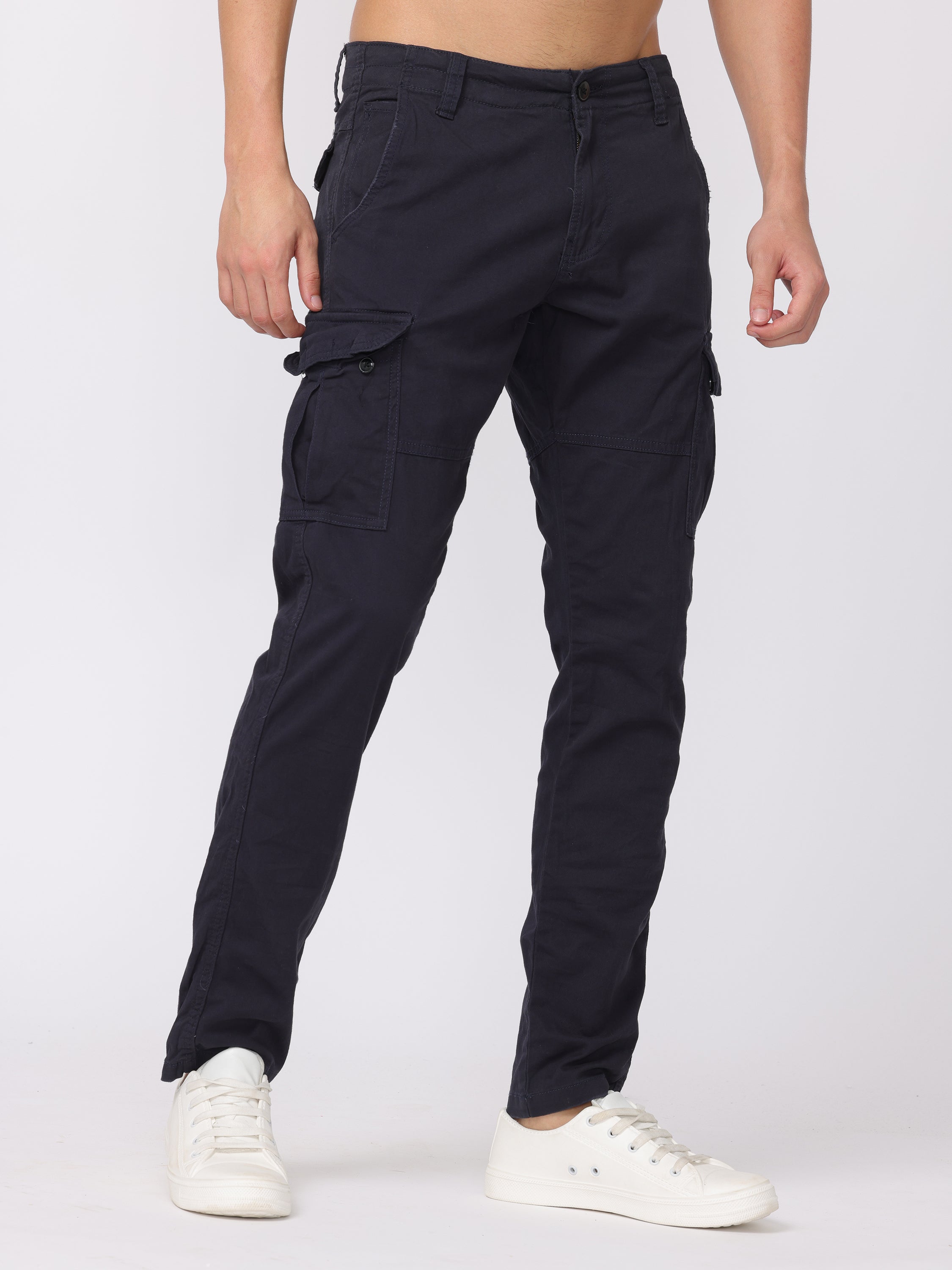 Men Black Regular Fit Cargo Pants