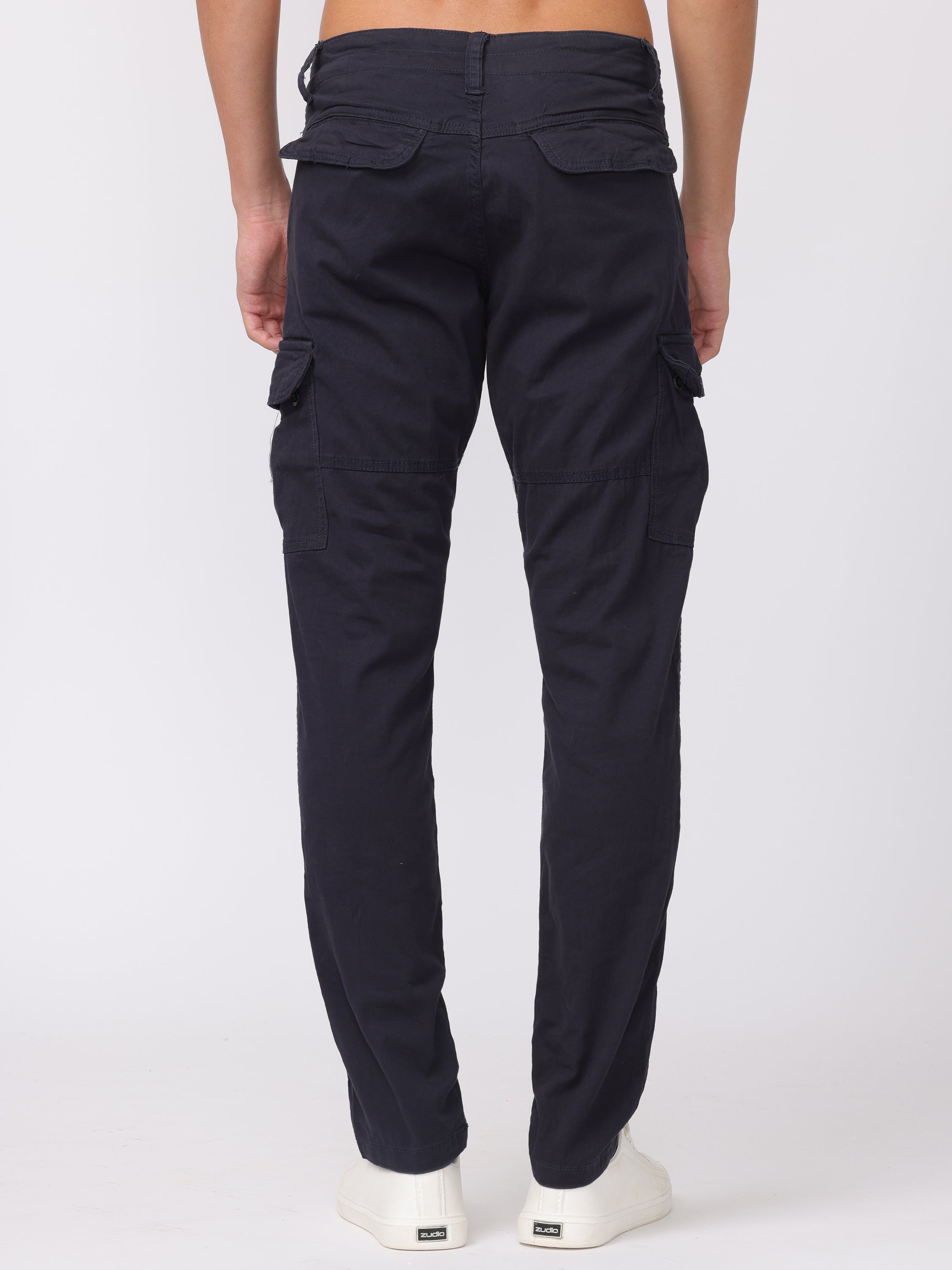 Men Black Regular Fit Cargo Pants